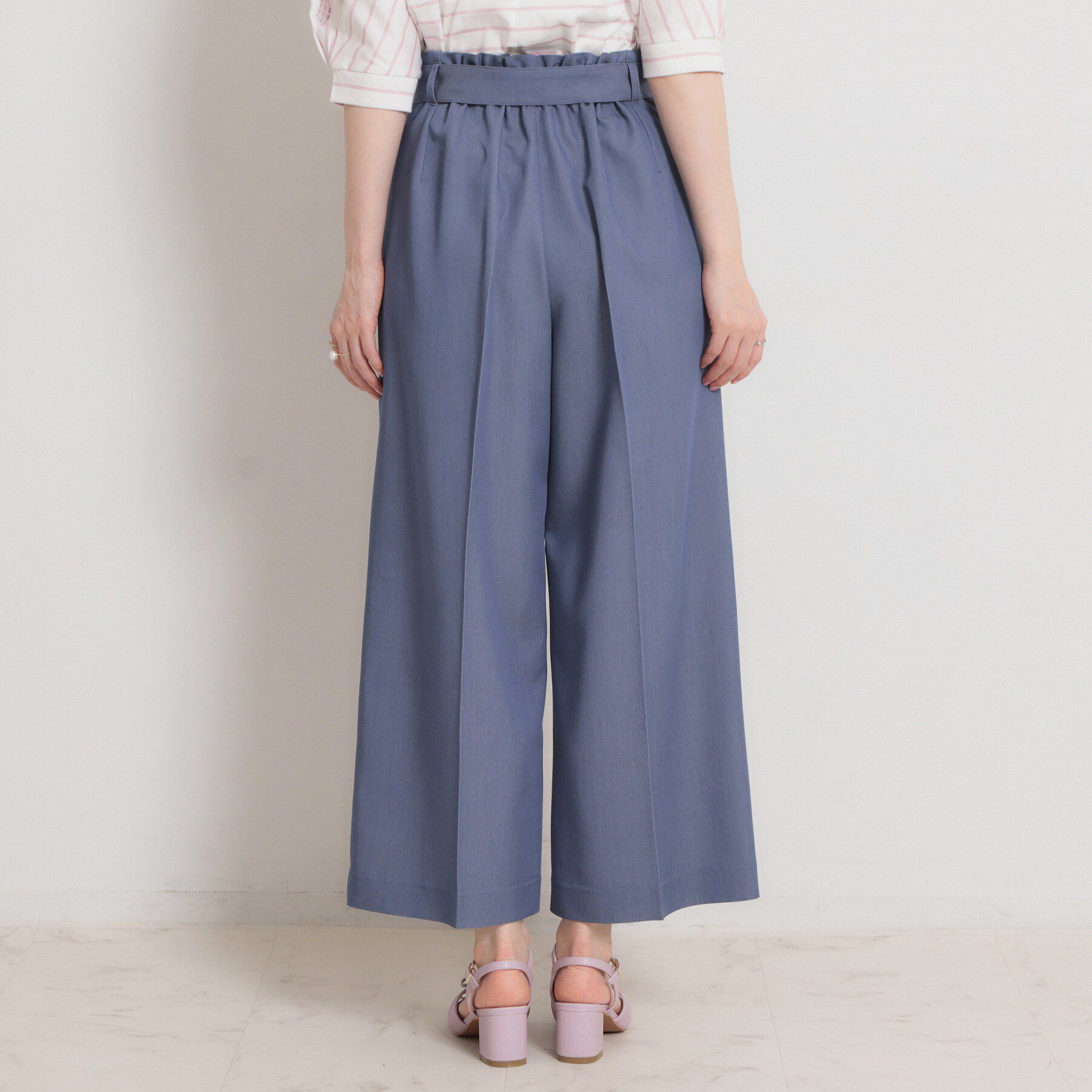 Couture broach「【洗える・S-LL】マリン風アソート釦 シャンブレーワイドパンツ」|その他|
