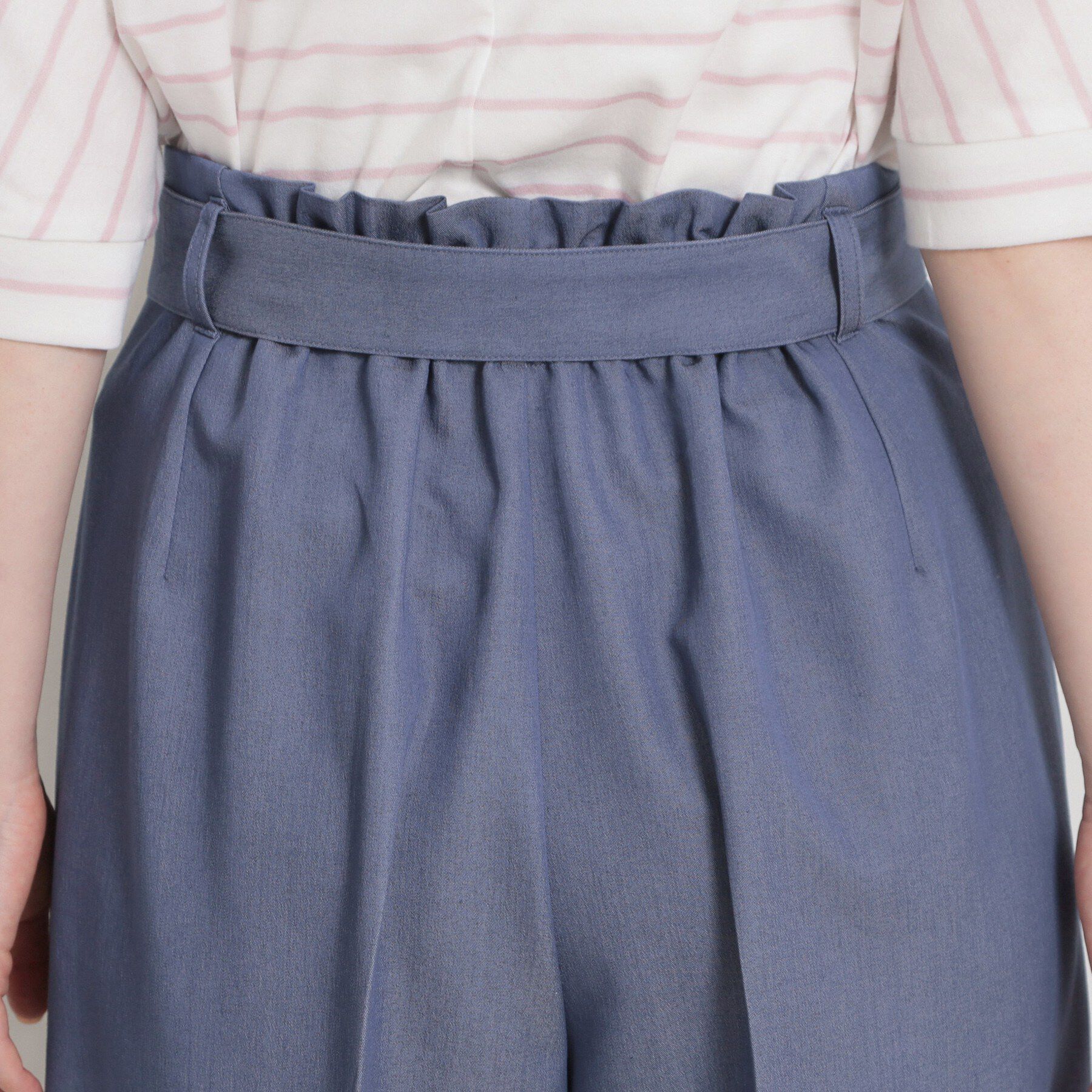 Couture broach「【洗える・S-LL】マリン風アソート釦 シャンブレーワイドパンツ」|その他|