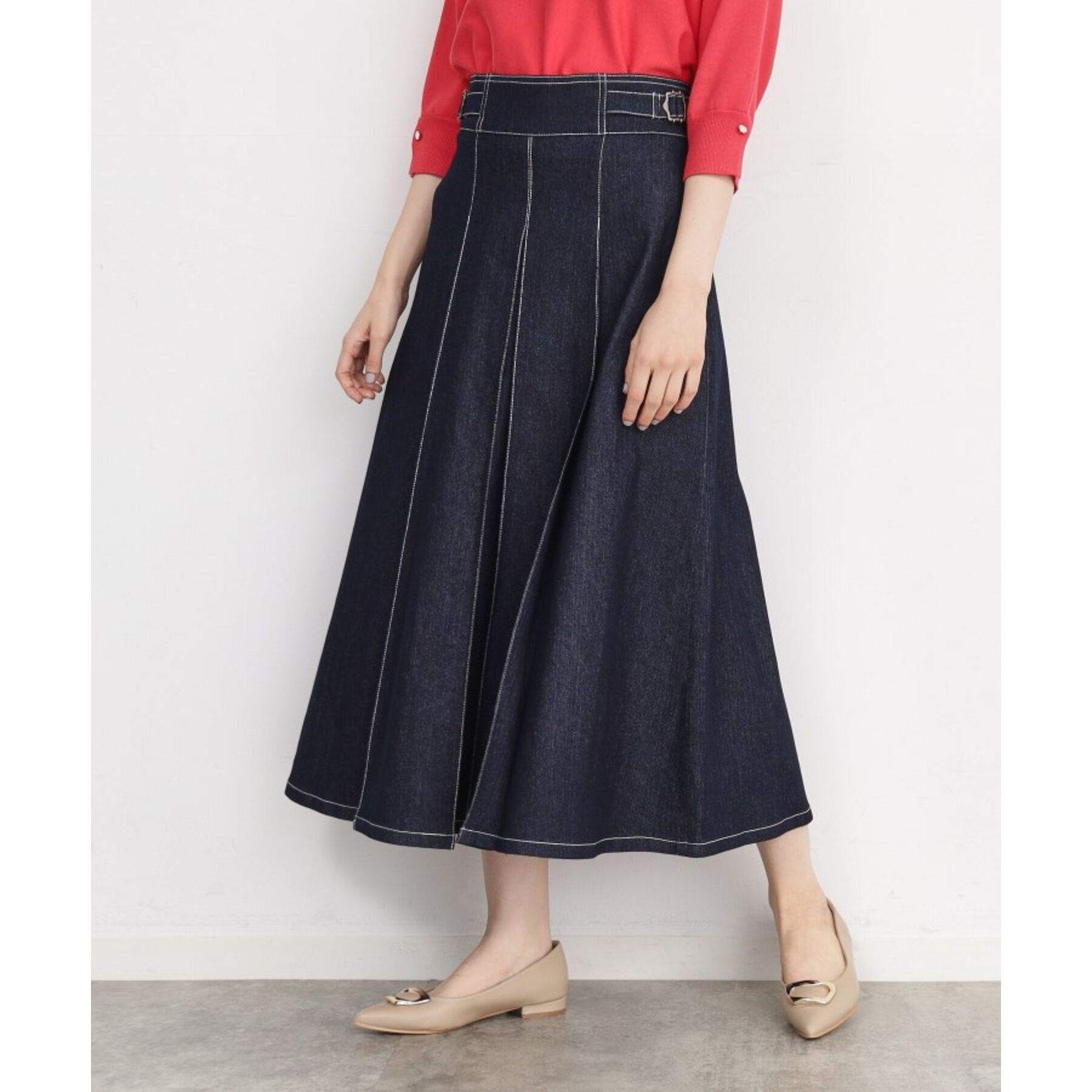 THE SHOP TK「シーズンレスで使える デニムタックスカート/洗える」|スカート|