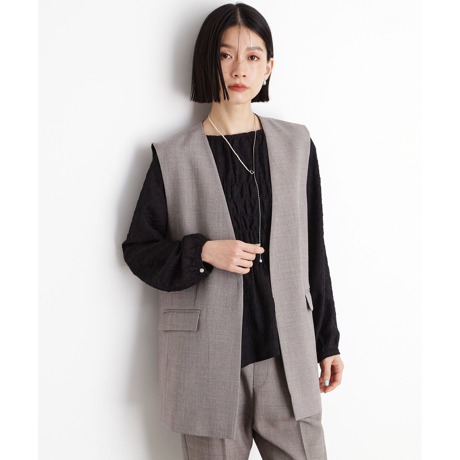 THE SHOP TK「【セットアップ可】リサイクルシャークスキンジレ/洗える」|ベスト・ジレ|