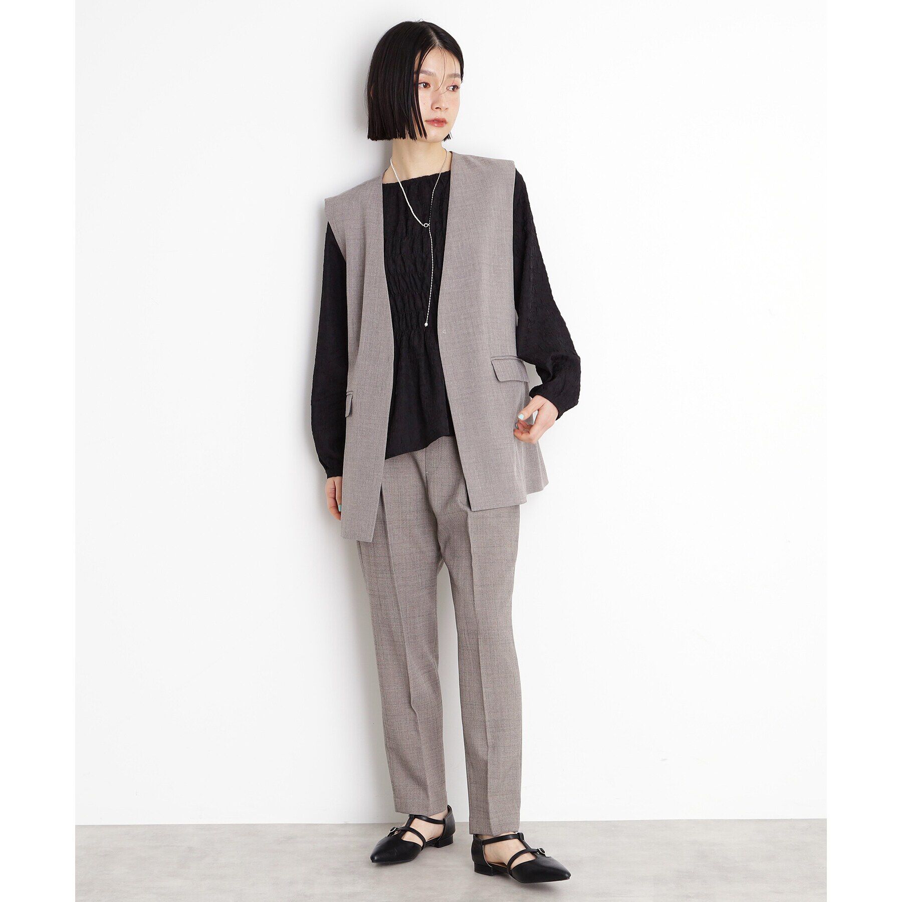 THE SHOP TK「【セットアップ可】リサイクルシャークスキンジレ/洗える」|ベスト・ジレ|