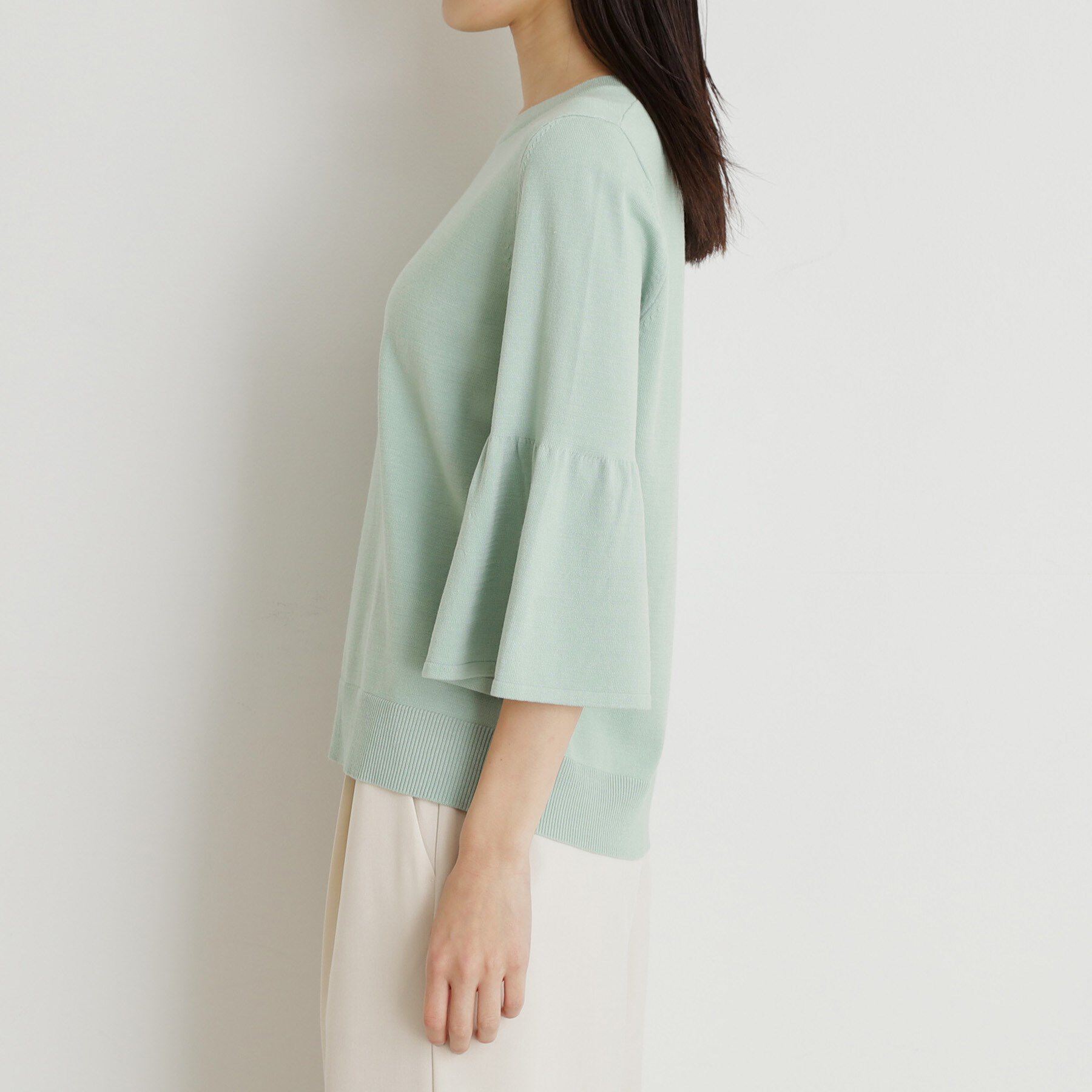 THE SHOP TK「【接触冷感/体型カバー】7分袖フレアニット/洗濯機OK/ＵＶケア」|ニット・セーター|