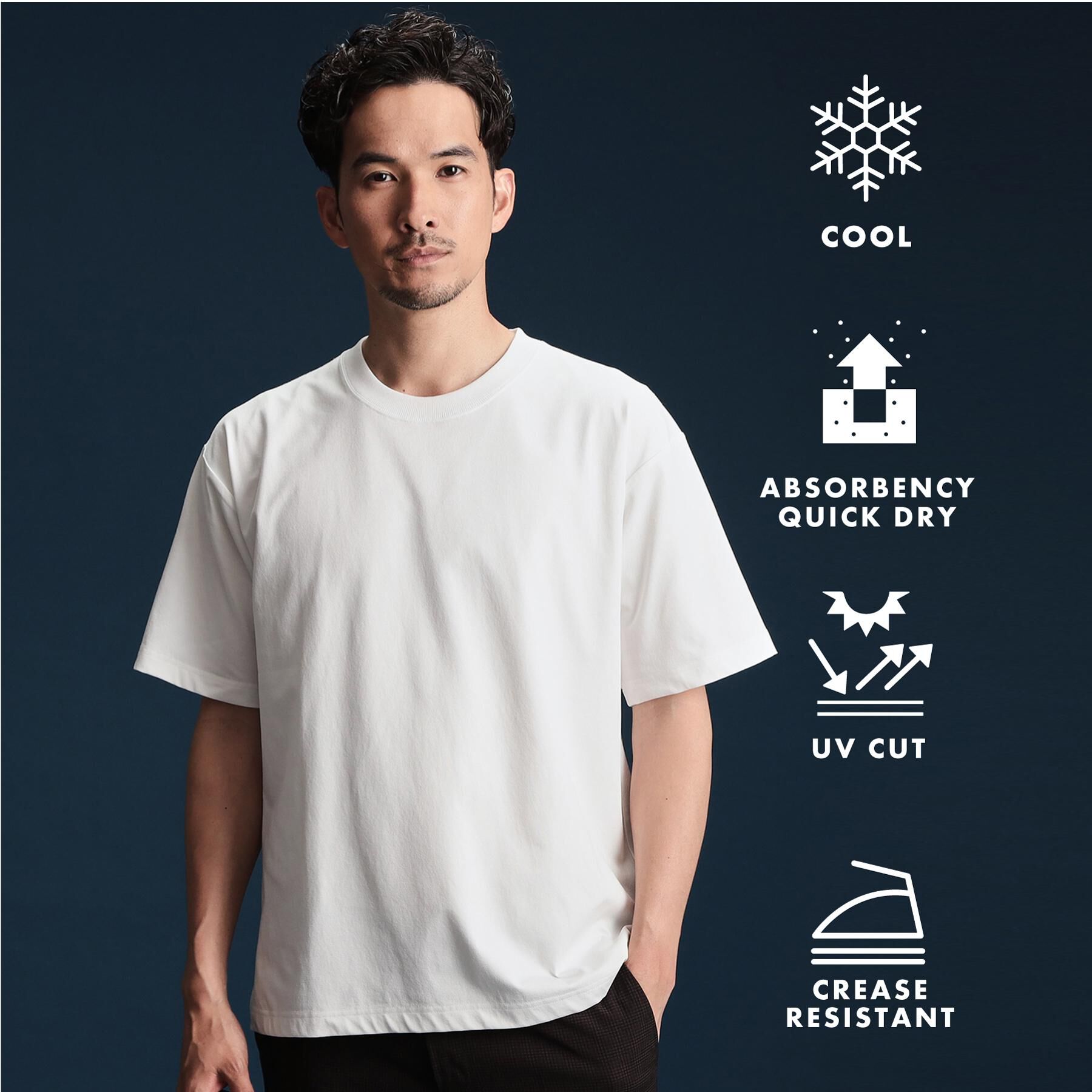 THE SHOP TK「PERFECTEE/パーフェクティー　【接触冷感/吸水速乾/UVカット/防シワ】」|Tシャツ・カットソー|オフホワイト(003