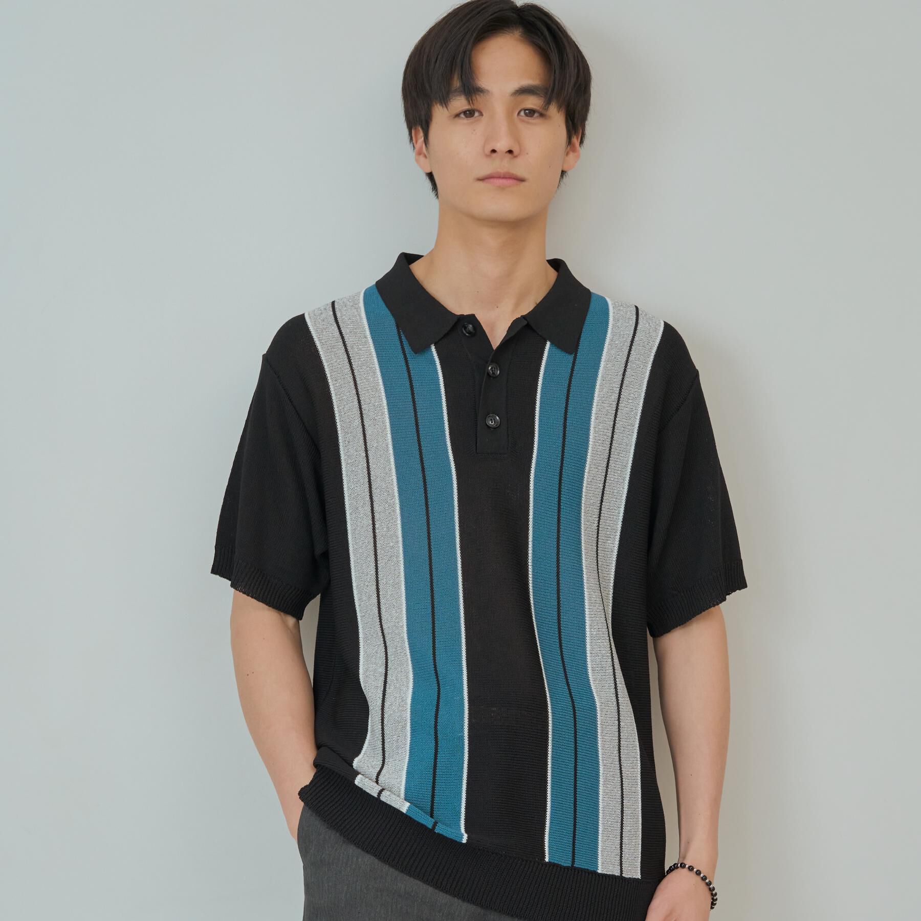 THE SHOP TK「【日本テレビ系　ダメマネ！出演　鈴木仁さん着用】マルチストライプニットポロシャツ」|ポロシャツ|