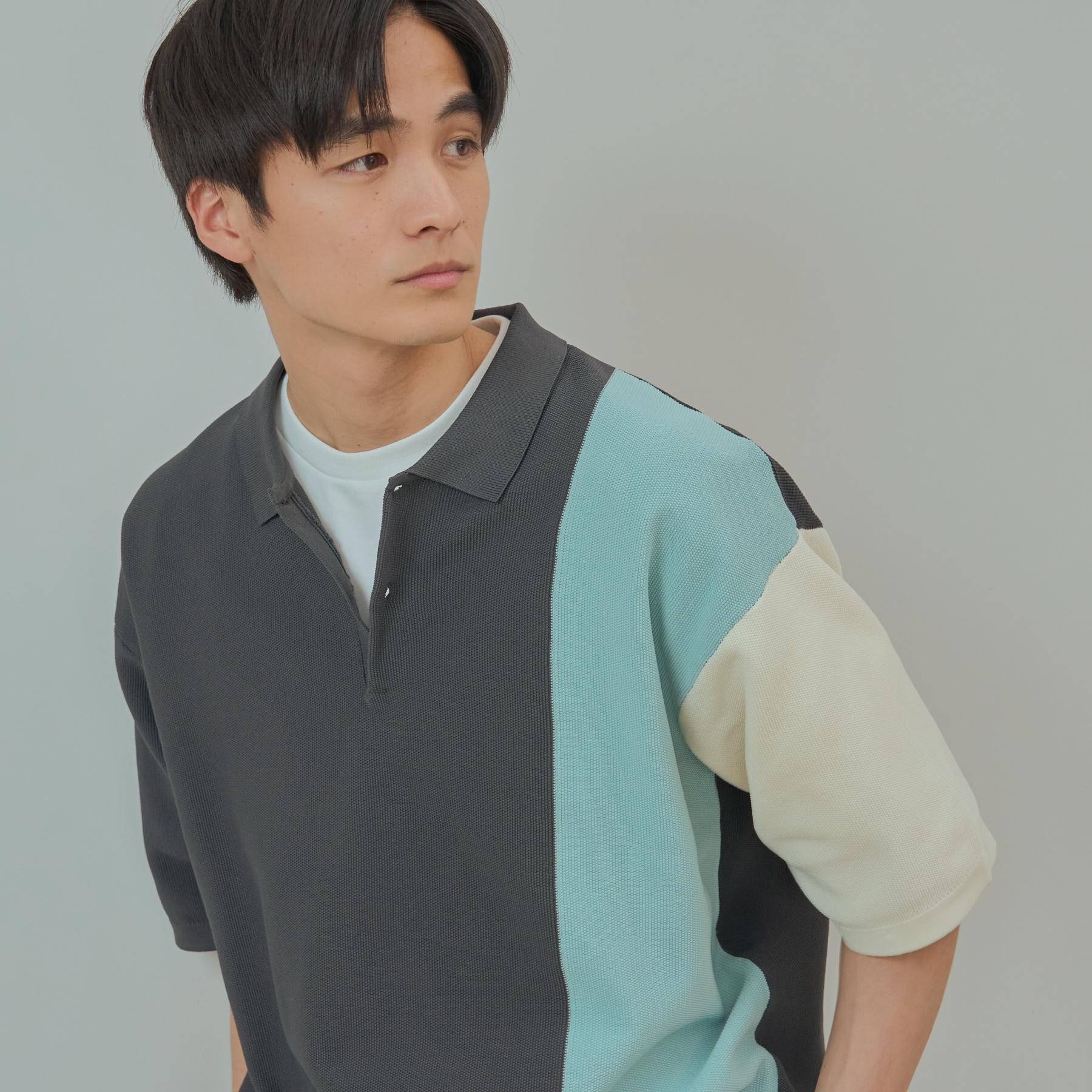 THE SHOP TK「パネルニットポロシャツ」|ポロシャツ|