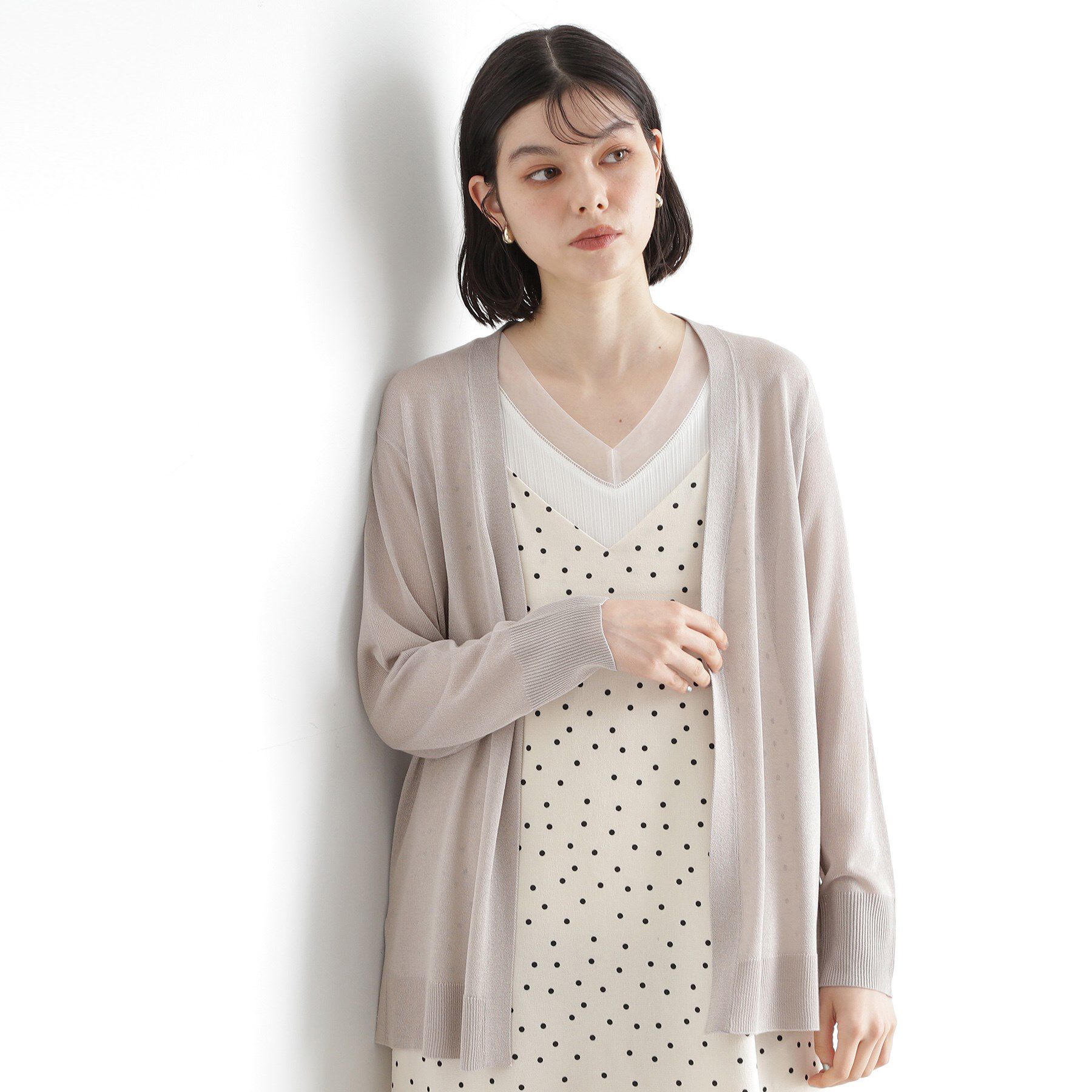 THE SHOP TK「シアーカーディガン【洗濯機OK】」|カーディガン|グレージュ(050)