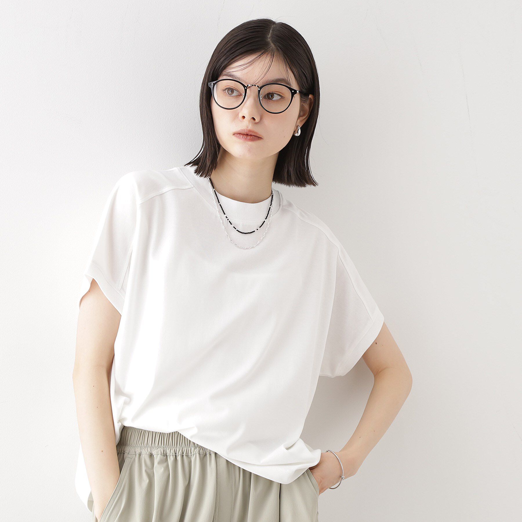 THE SHOP TK「フレンチ袖プルオーバー【毛玉になりにくい/接触冷感/UV/洗濯機OK】」|Tシャツ・カットソー|