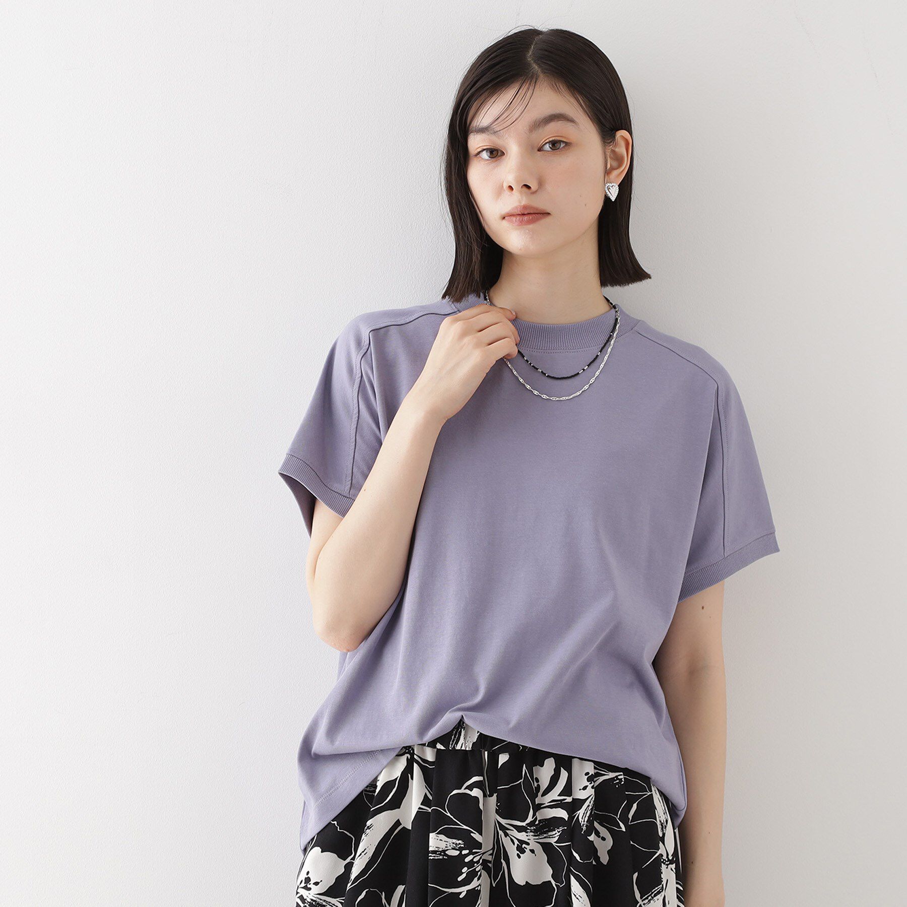 THE SHOP TK「フレンチ袖プルオーバー【毛玉になりにくい/接触冷感/UV/洗濯機OK】」|Tシャツ・カットソー|パープル(081)