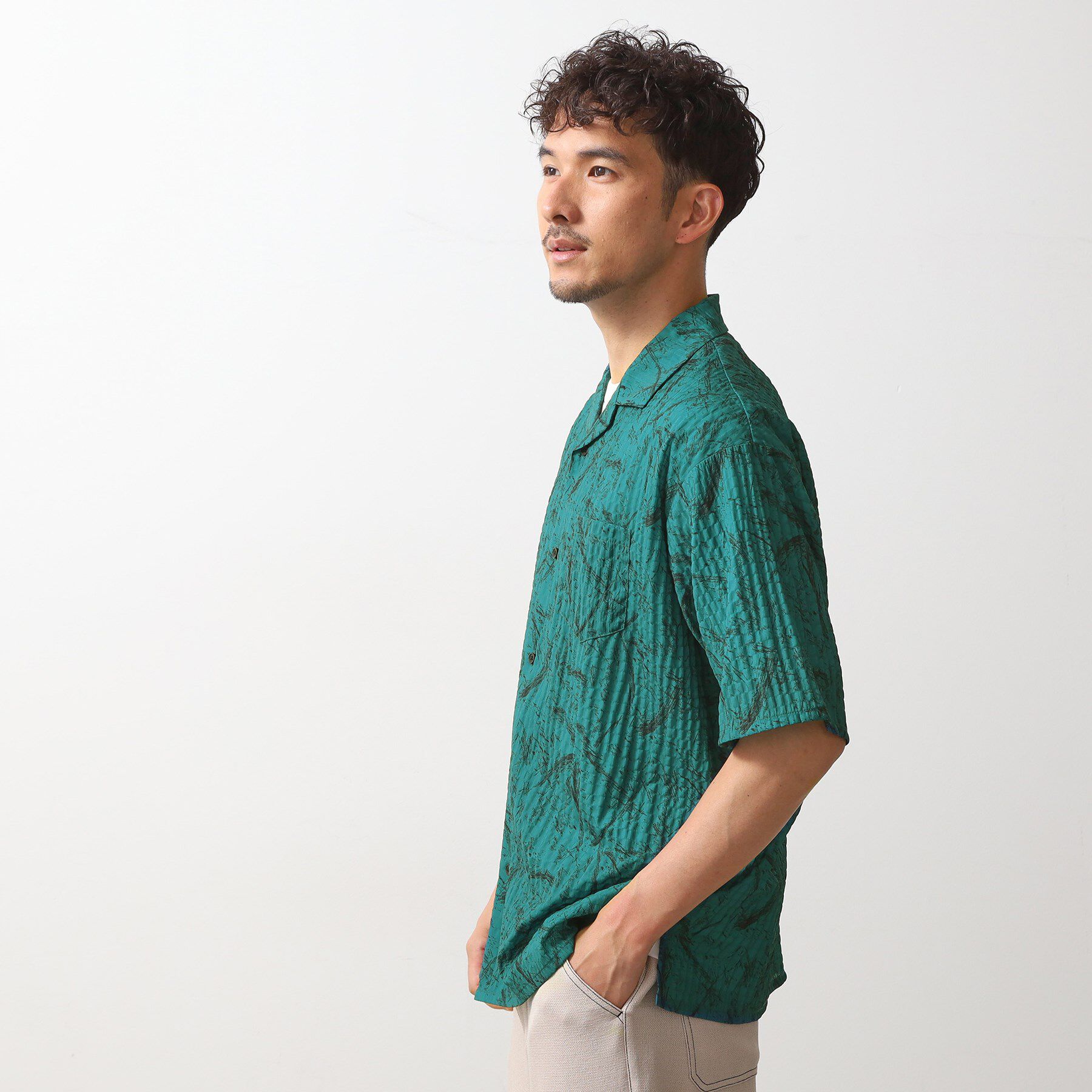 THE SHOP TK「総柄サッカー半袖シャツ マシンウォッシャブル」|シャツ・ブラウス|