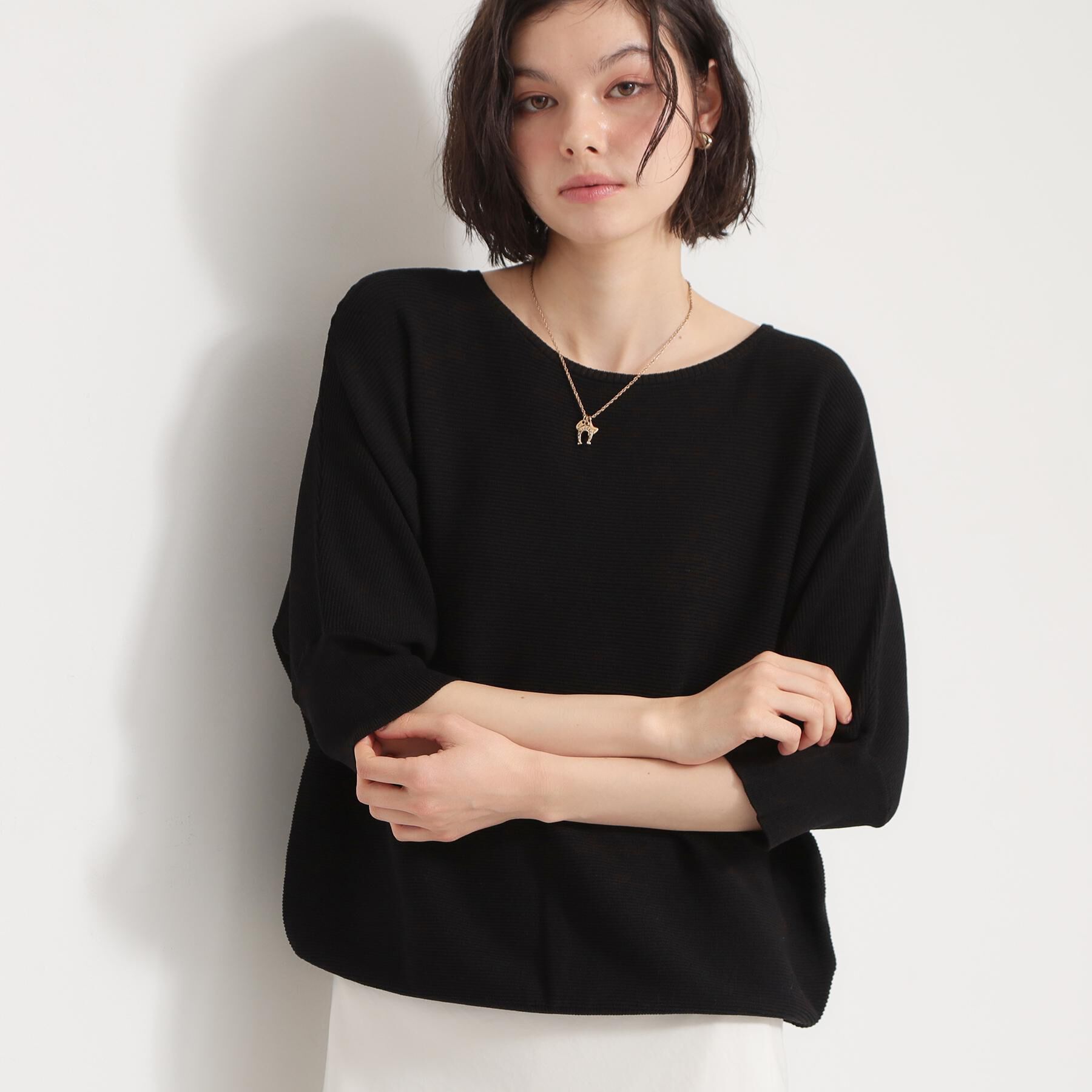 THE SHOP TK「6分袖ガータードルマンニット【エコベロ/洗濯機OK】」|ニット・セーター|