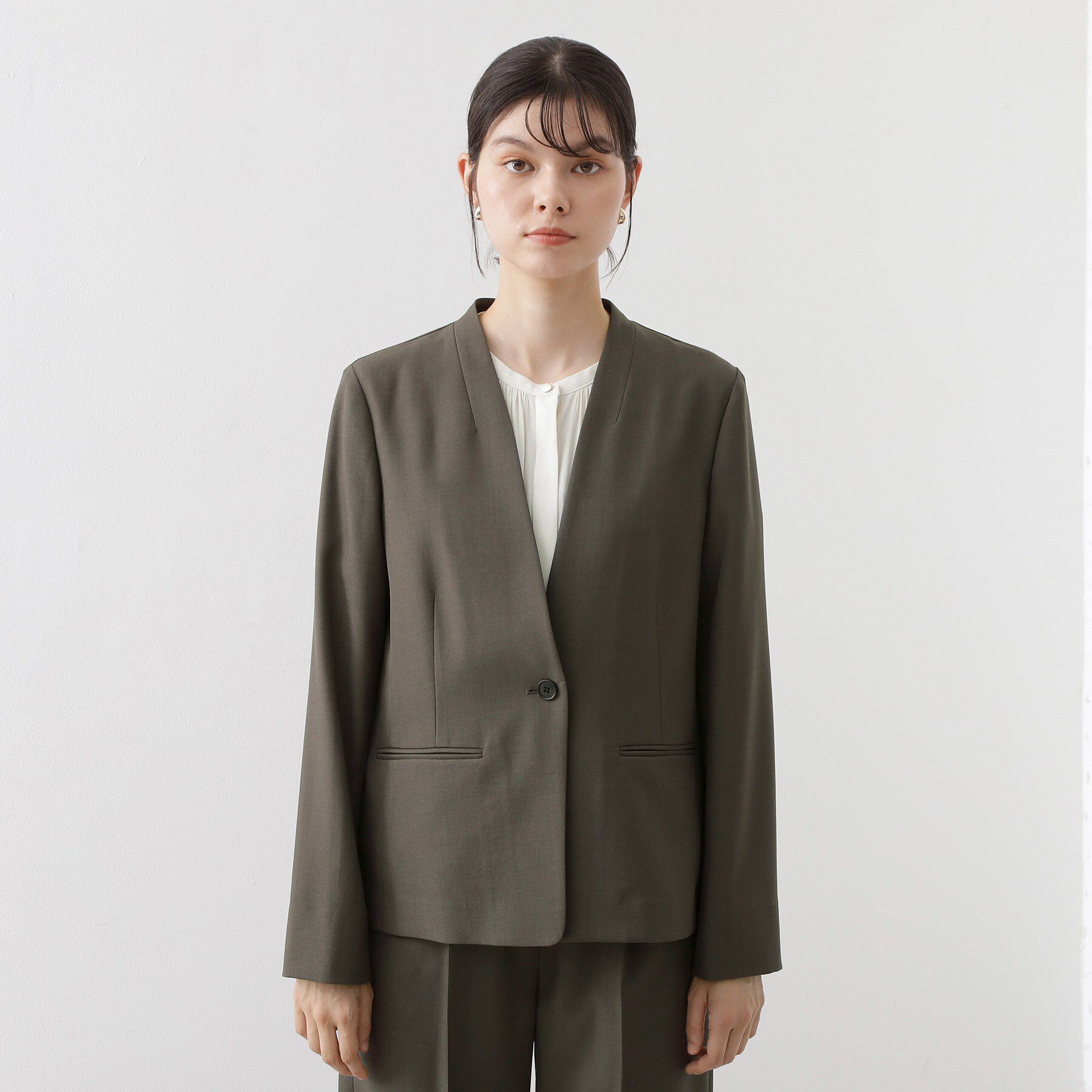 THE SHOP TK「ノーカラージャケット【セットアップ可】」|ノーカラージャケット|