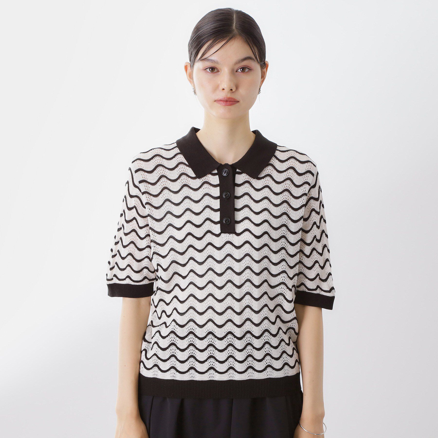 THE SHOP TK「【再入荷】柄アソートポロニットシャツ【洗濯機OK】」|ニット・セーター|