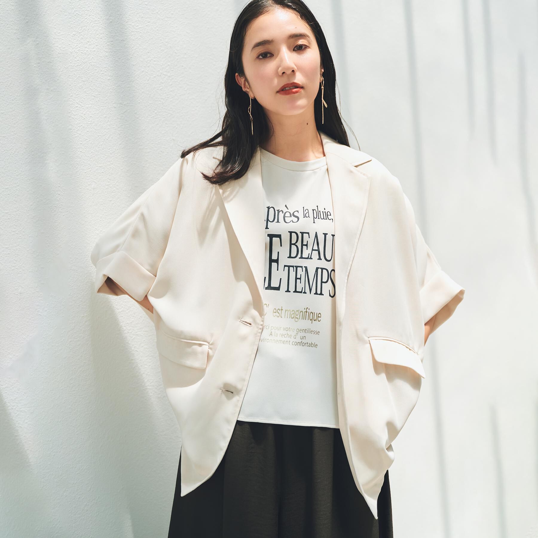 THE SHOP TK「ドルマン半袖ジャケット【洗える】」|テーラードジャケット|