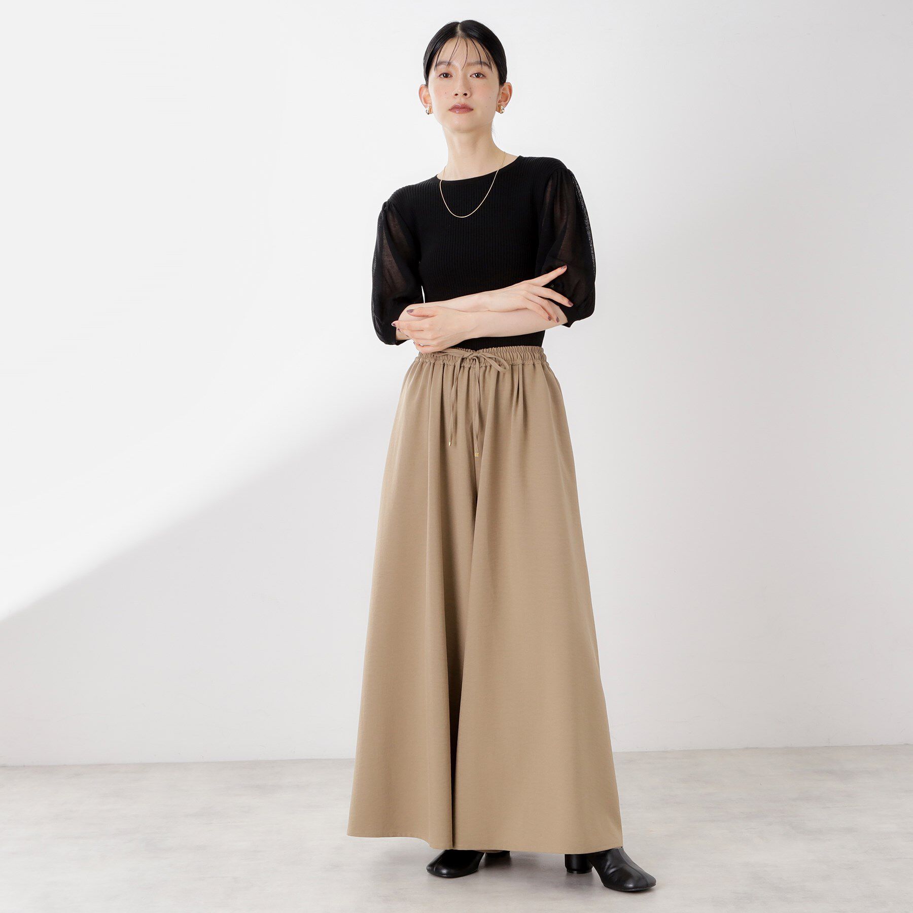 THE SHOP TK「シアーパフ袖ニット【洗濯機OK】」|ニット・セーター|