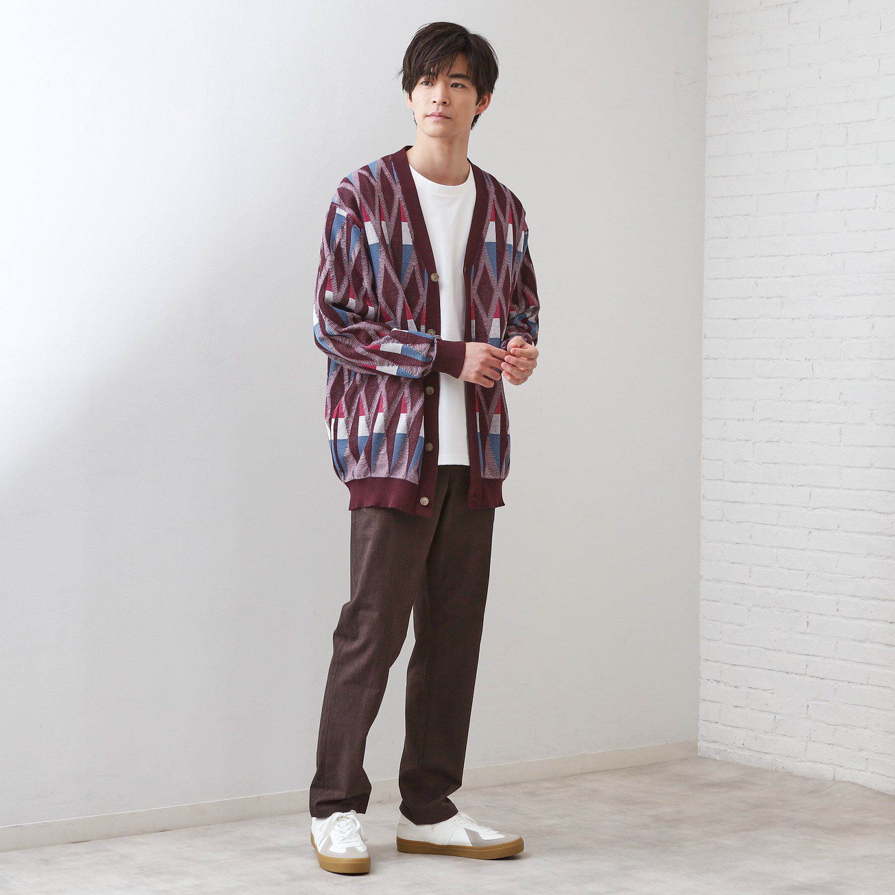 THE SHOP TK「【季節の変わり目に活躍】ニットカーディガン 選べる2デザイン(柄&無地)/洗濯機OK」|カーディガン|