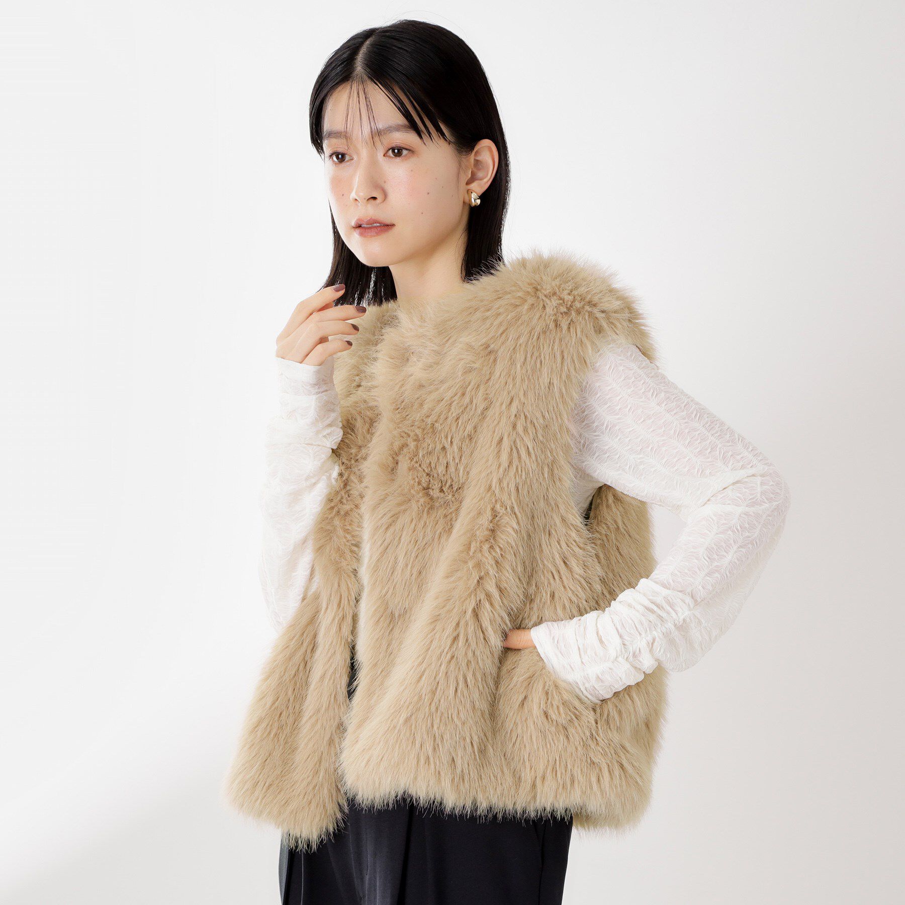 THE SHOP TK「フェイクファーベスト」|ベスト・ジレ|