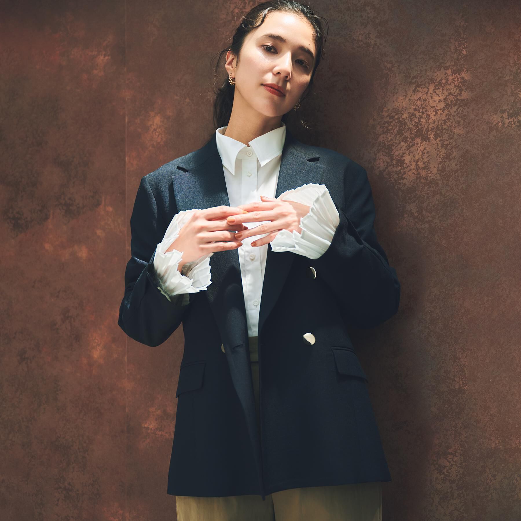 THE SHOP TK「【今羽織るなら】ダブルブレストジャケット【セットアップ可/洗える】」|テーラードジャケット|