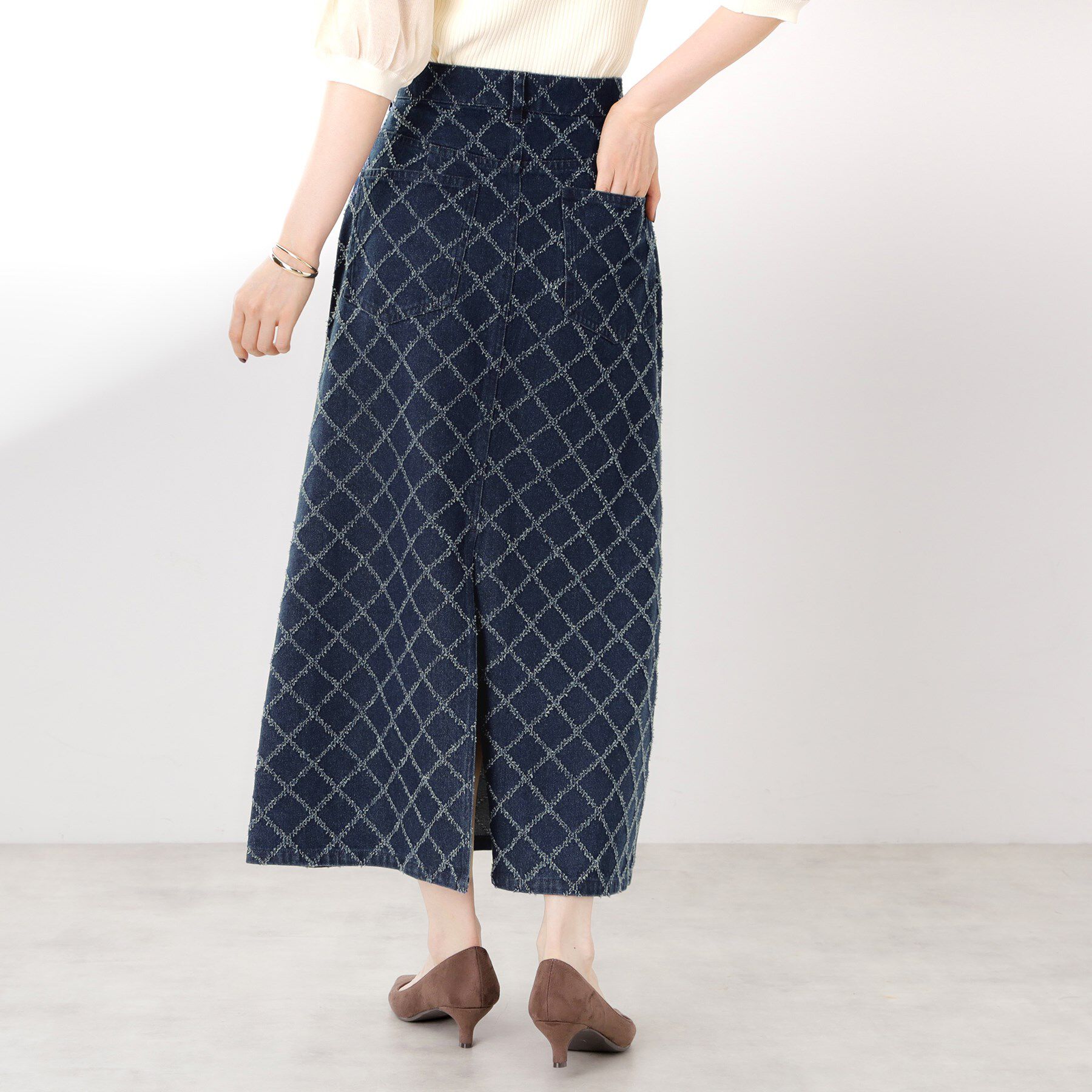 THE SHOP TK「ジャカードデニムロングスカート【洗濯機OK】」|スカート|