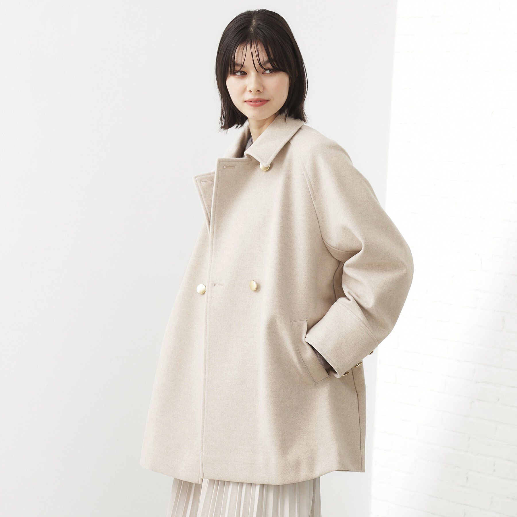 THE SHOP TK「クラシカルな装い ウールライクスタンドカラーコート」|その他|