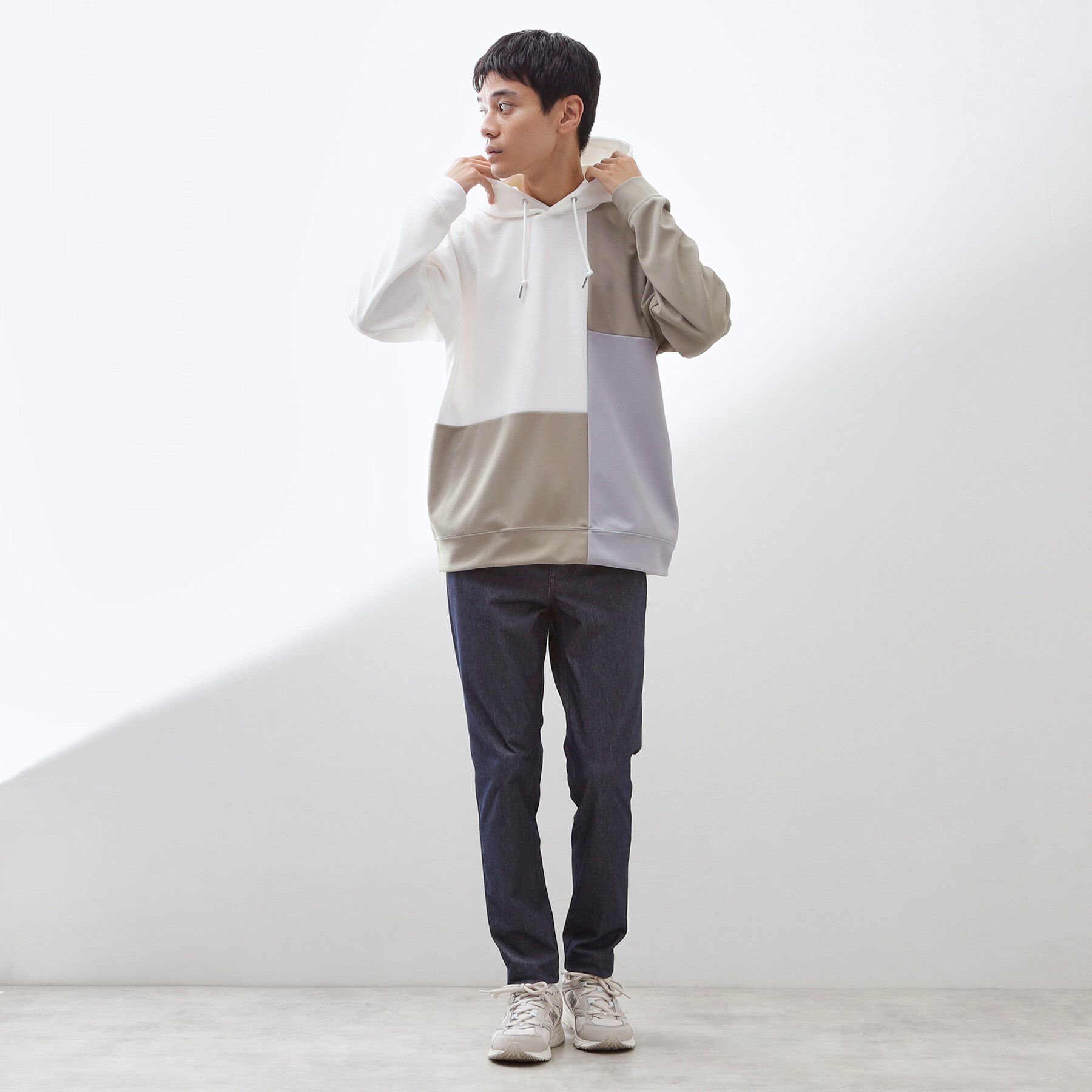 THE SHOP TK「【一枚で着映える】ポンチブロッキングパーカ 洗濯機OK」|パーカー|