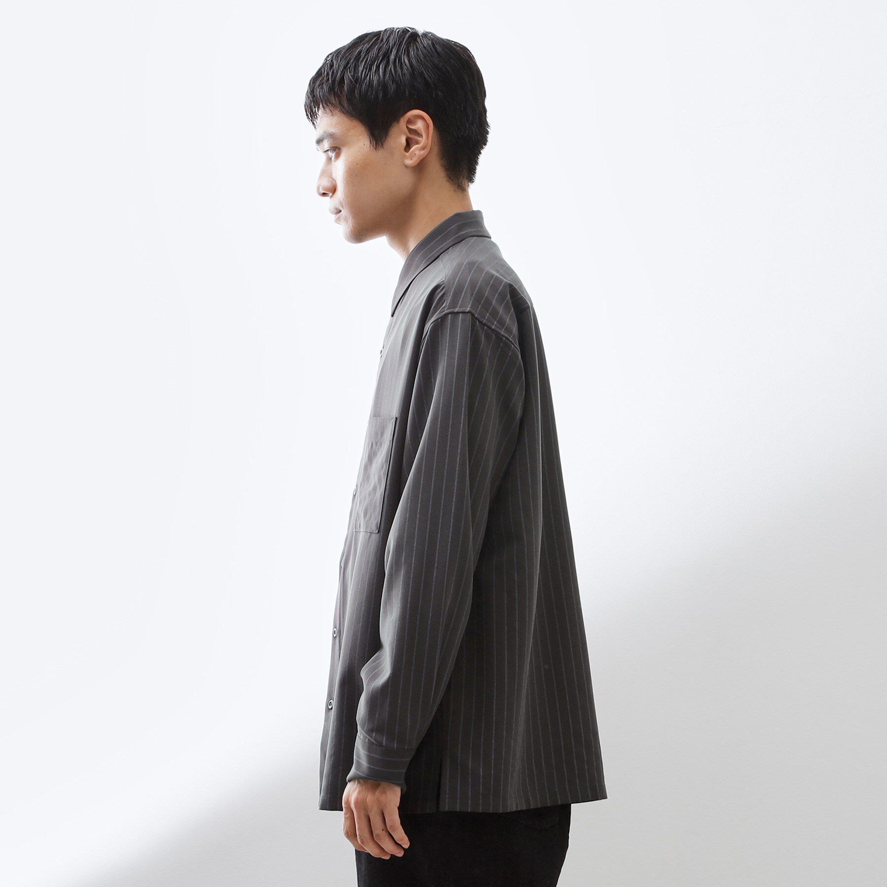 THE SHOP TK「ダブルポケットストライプ長袖シャツ 【洗濯機OK】」|シャツ・ブラウス|