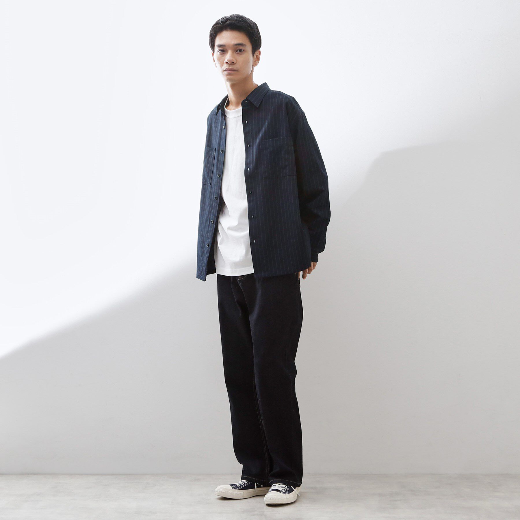 THE SHOP TK「ダブルポケットストライプ長袖シャツ 【洗濯機OK】」|シャツ・ブラウス|