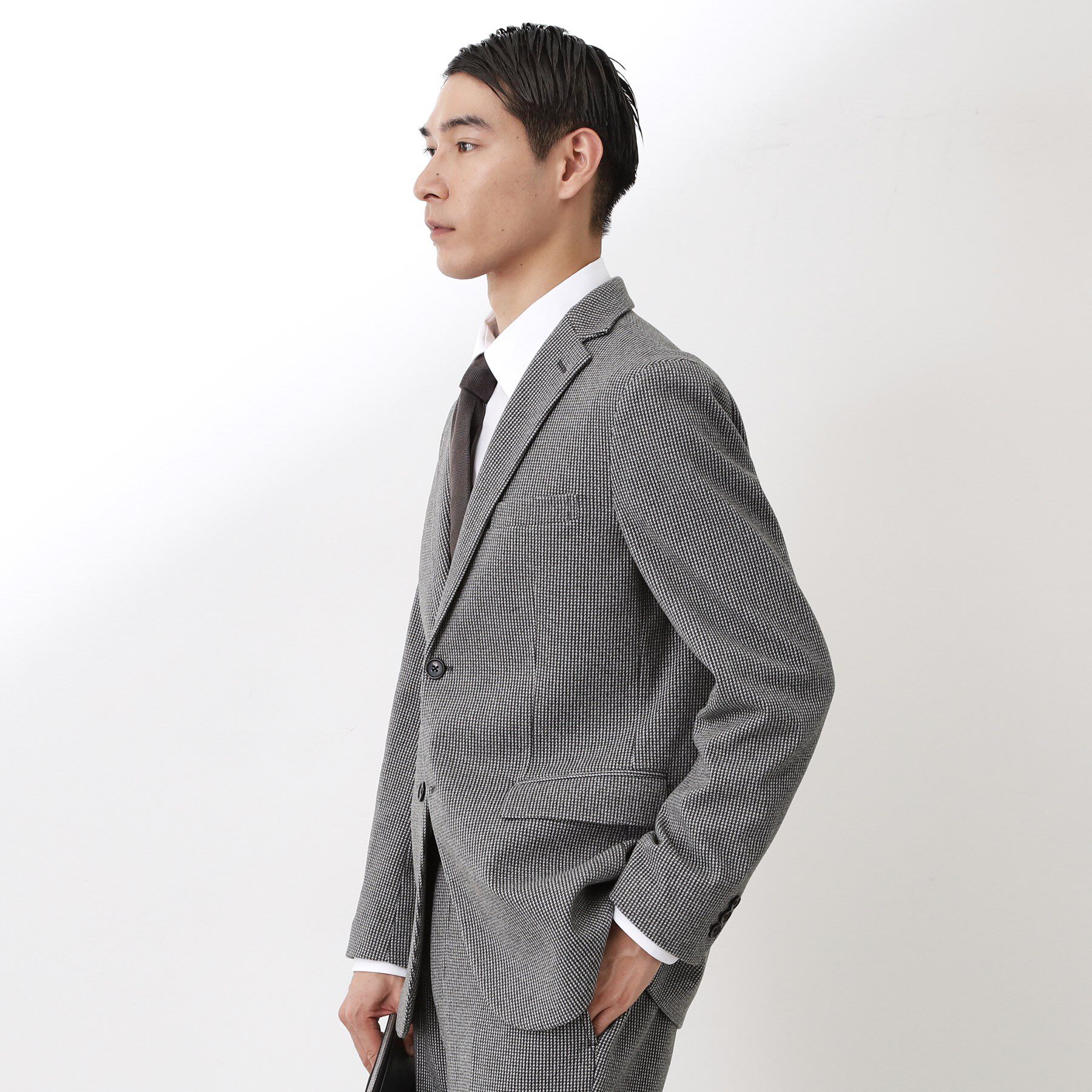 THE SHOP TK「ツイードライクジャージジャケット【セットアップ可／洗濯機OK】」|テーラードジャケット|