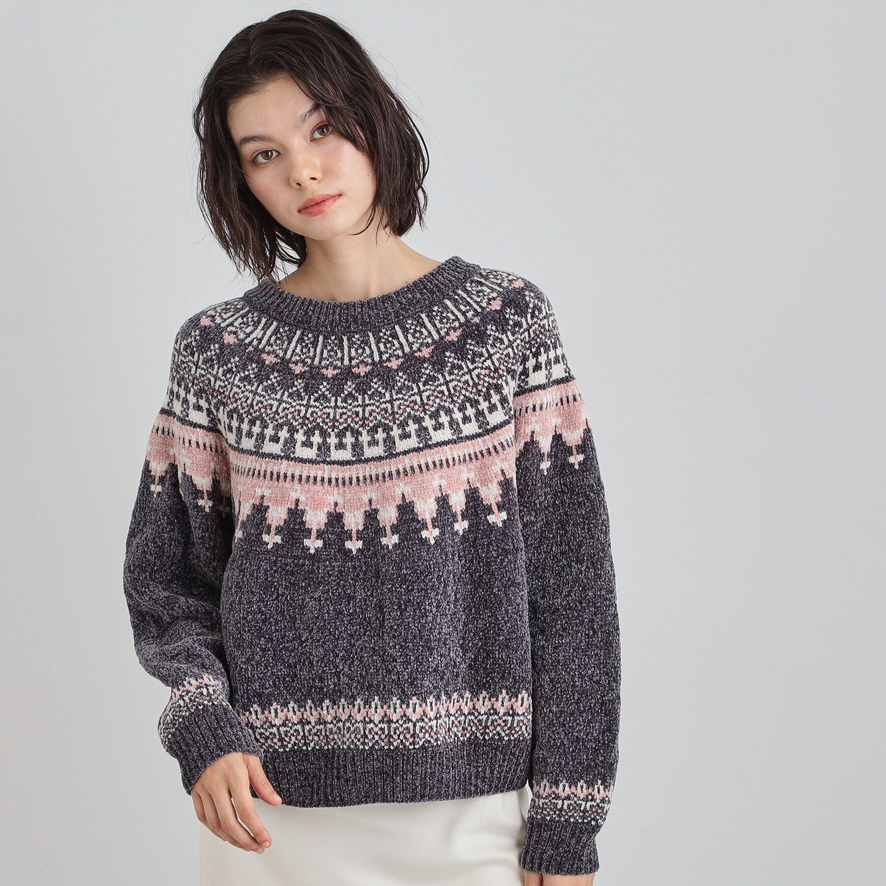 THE SHOP TK「上品さと少しの遊び心を モール求心柄ニット」|ニット・セーター|