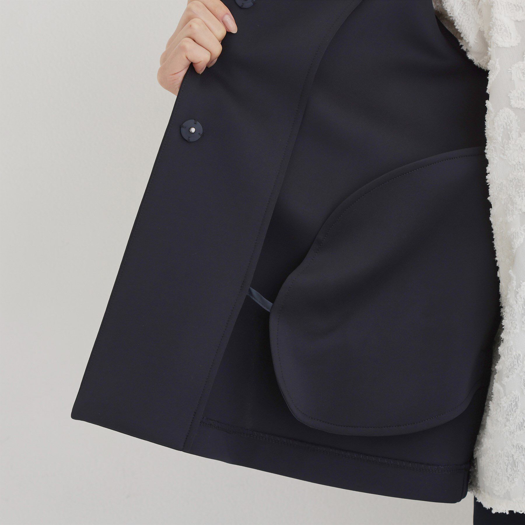 THE SHOP TK「【通勤・セレモニー】ノーカラーダンボールジャケット」|ノーカラージャケット|