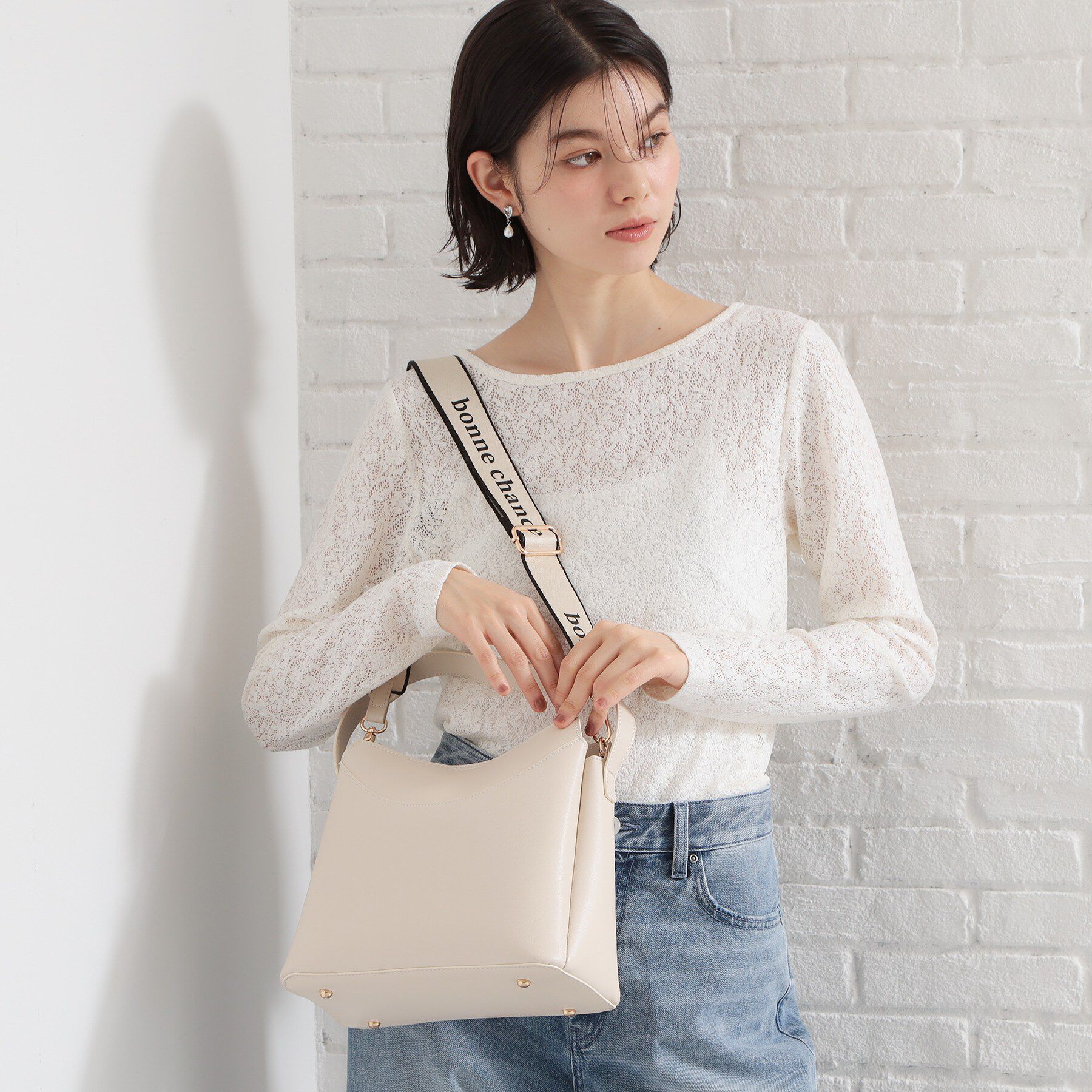 THE SHOP TK「ロゴベルトレザー調ミドルバッグ」|ハンドバッグ|