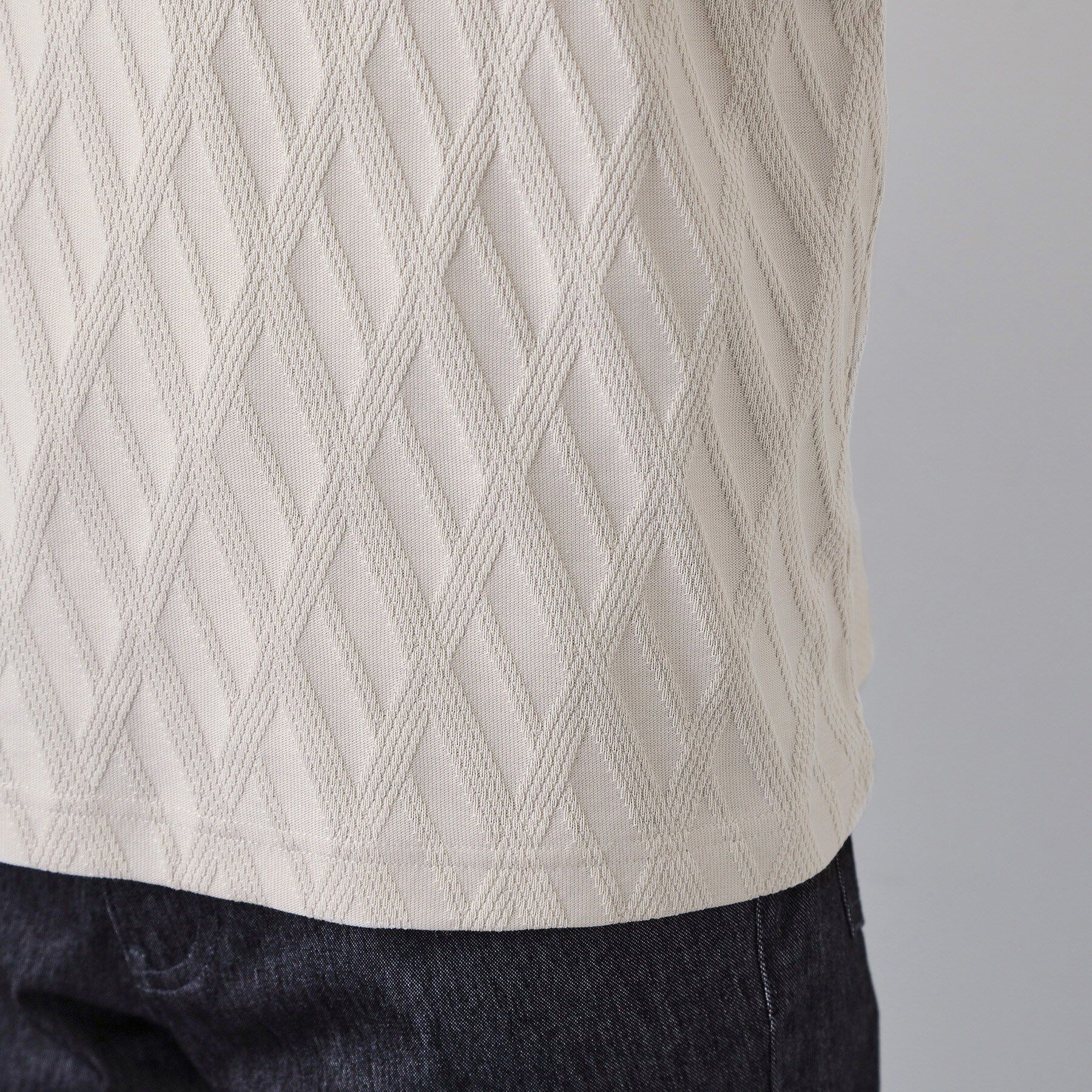 THE SHOP TK「【立体感のある表情が上品】リンクスアーガイル長袖Tシャツ」|Tシャツ・カットソー|