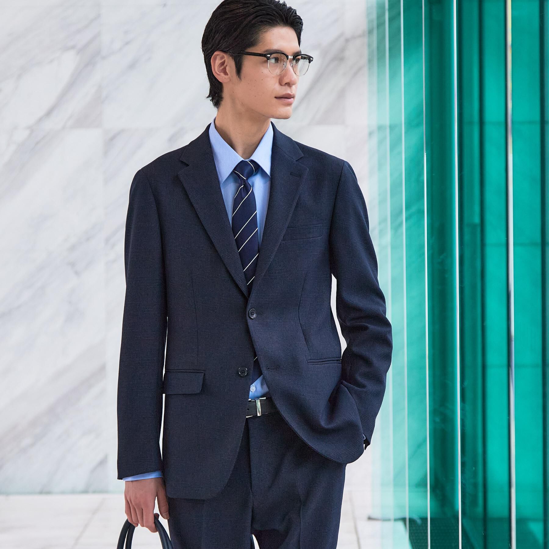 THE SHOP TK「【動きやすい、快適ビジネスジャケット】TRジャージ ジャケット　セットアップ可/洗濯機OK/ストレッ」|テーラードジャケット|ネイビー(094)