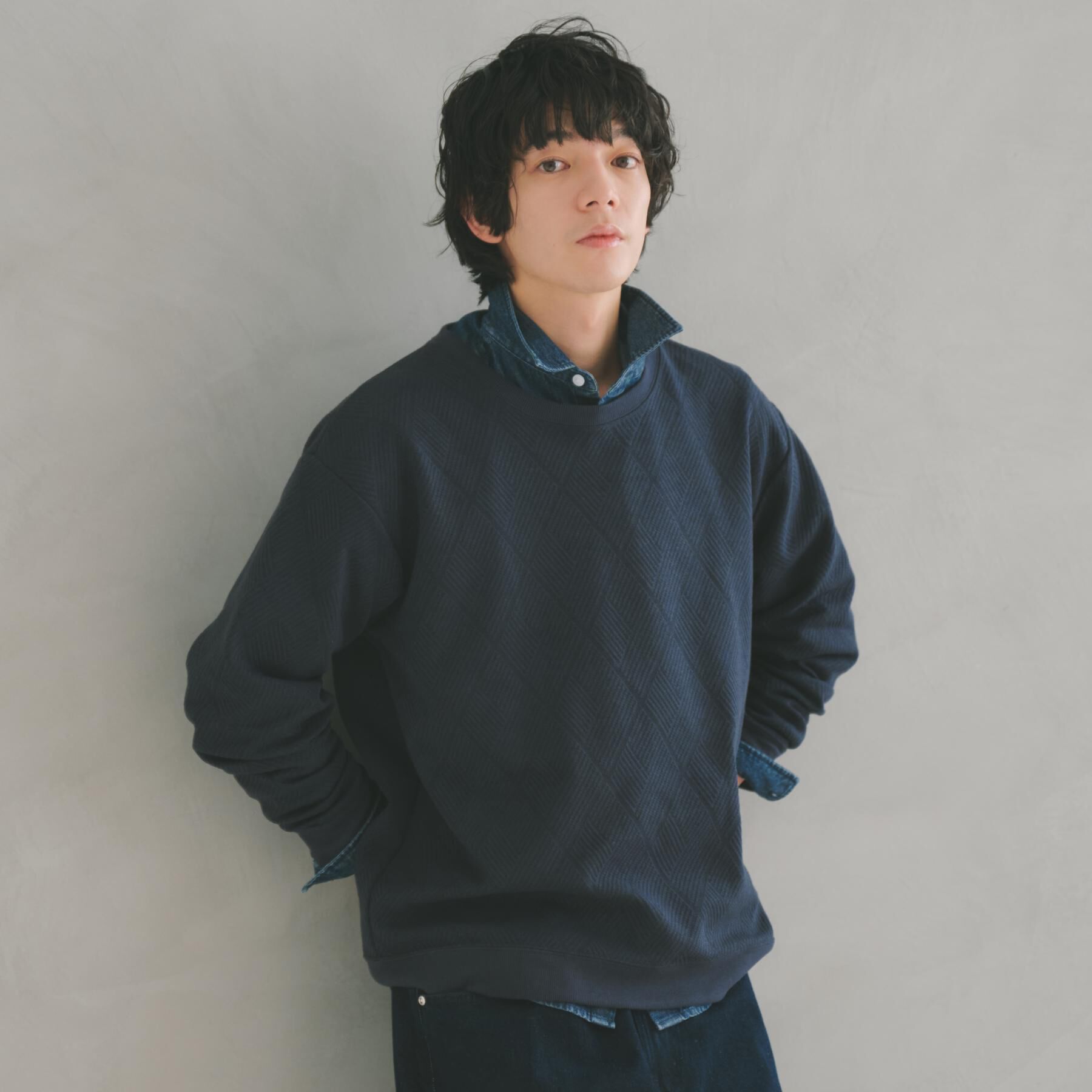 THE SHOP TK「【大人のデイリースタイルを格上げ】ジャカードリンクススウエット　洗濯機OK」|パーカー|ネイビー(094)