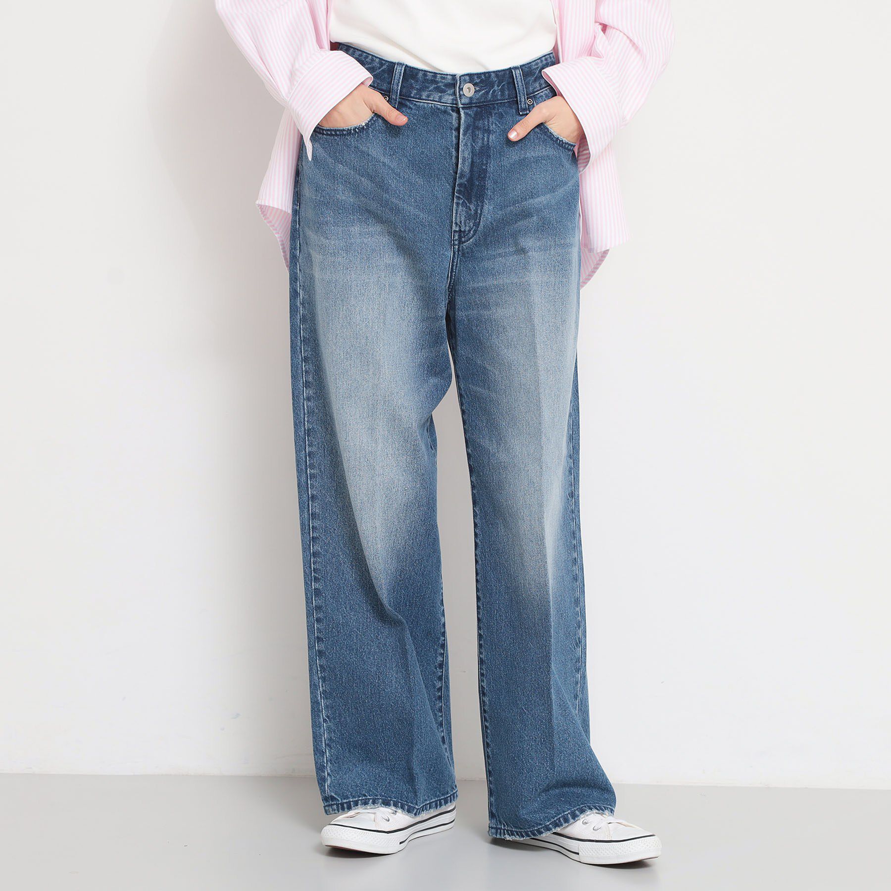 THE SHOP TK「AIBO DENIM ワイド」|デニム|ネイビー(094)