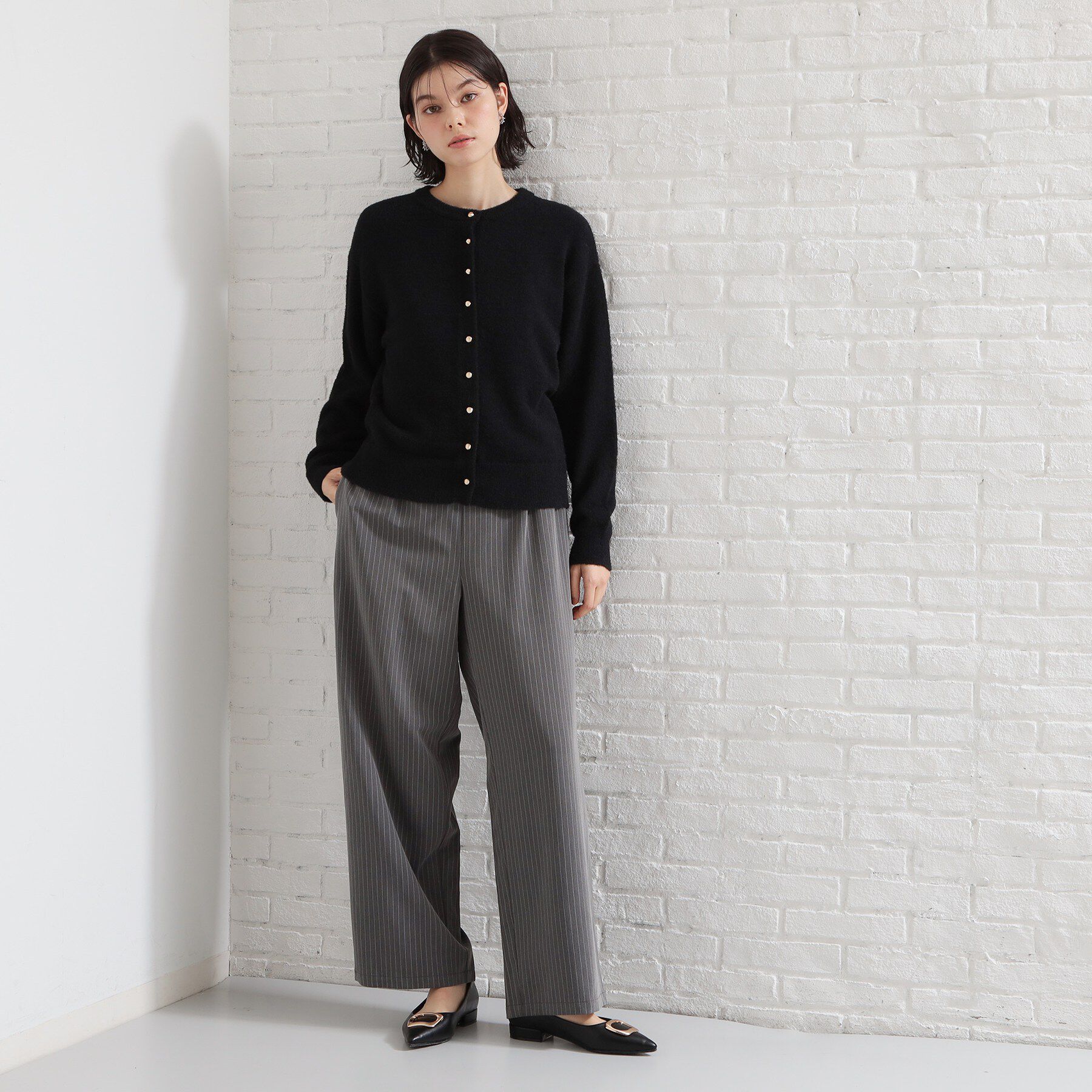 THE SHOP TK「ふわふわミニシャギー クルーネックカーディガン」|カーディガン|