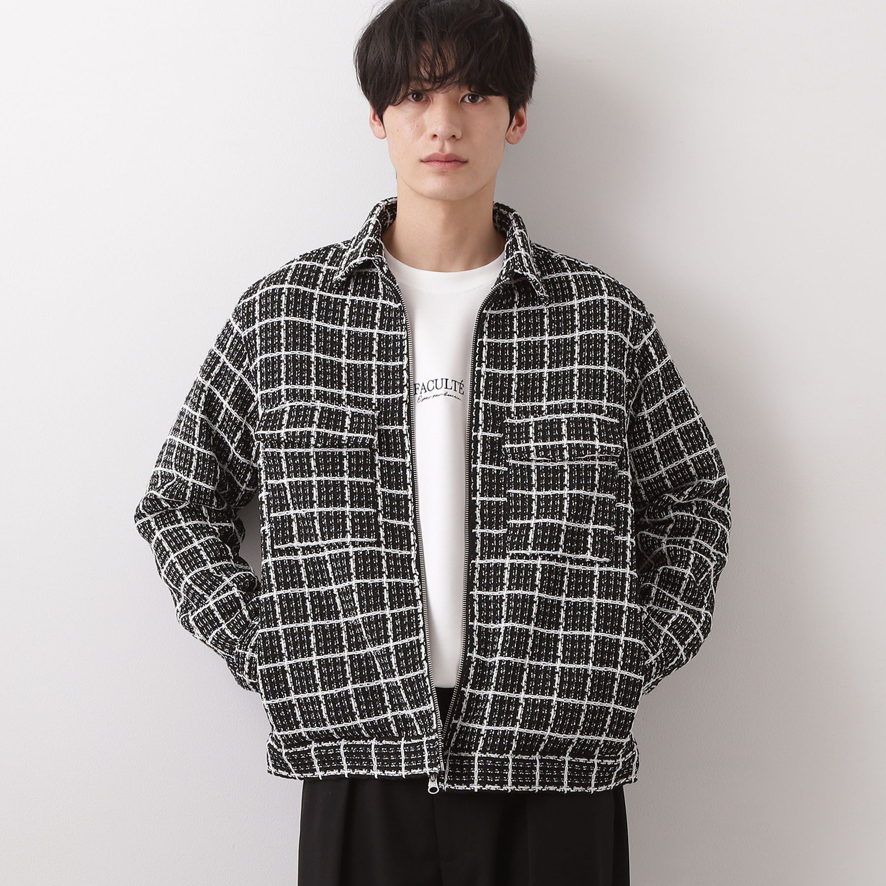 THE SHOP TK「【カジュアルに上品さをプラス】変わり織ツイードブルゾン　洗濯機OK」|ブルゾン・スタジャン|