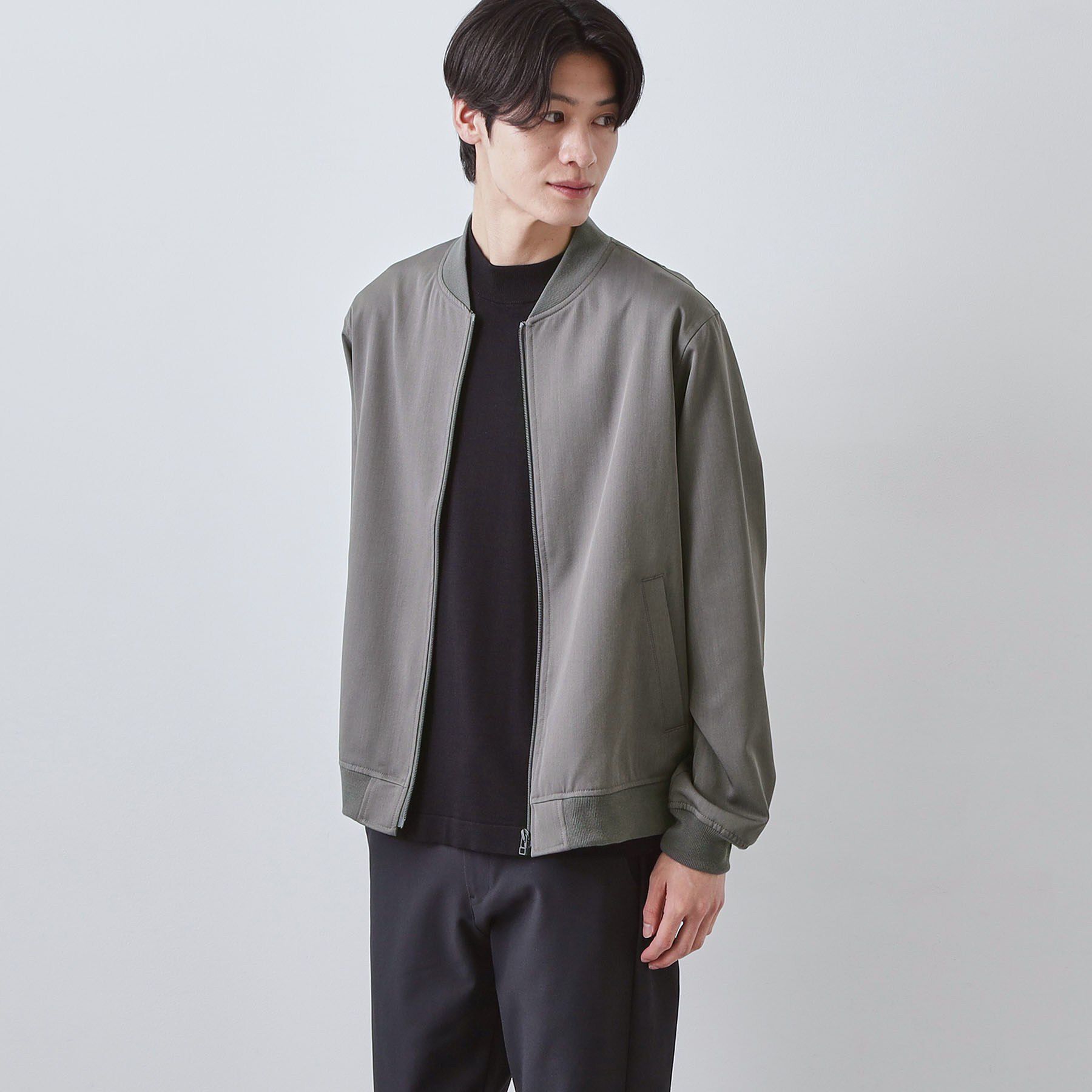 THE SHOP TK「FLEX LINE ストレッチリブブルゾン　ストレッチ/防シワ/マシンウォッシャブル/セットアップ可」|ブルゾン・スタジャン|