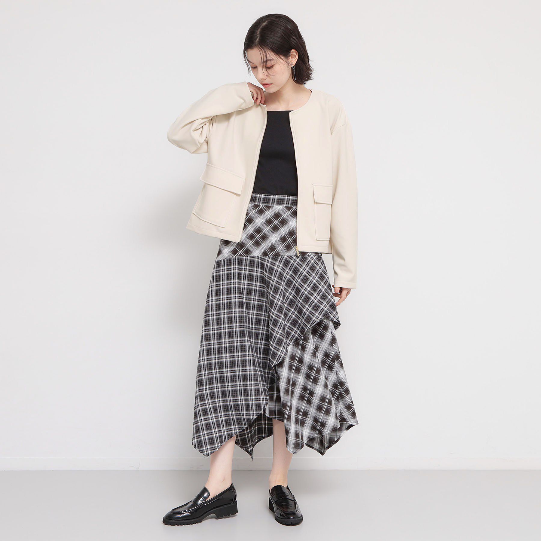 THE SHOP TK「【オンオフ問わず活躍】ダンボールカルゼジャケット」|ノーカラージャケット|