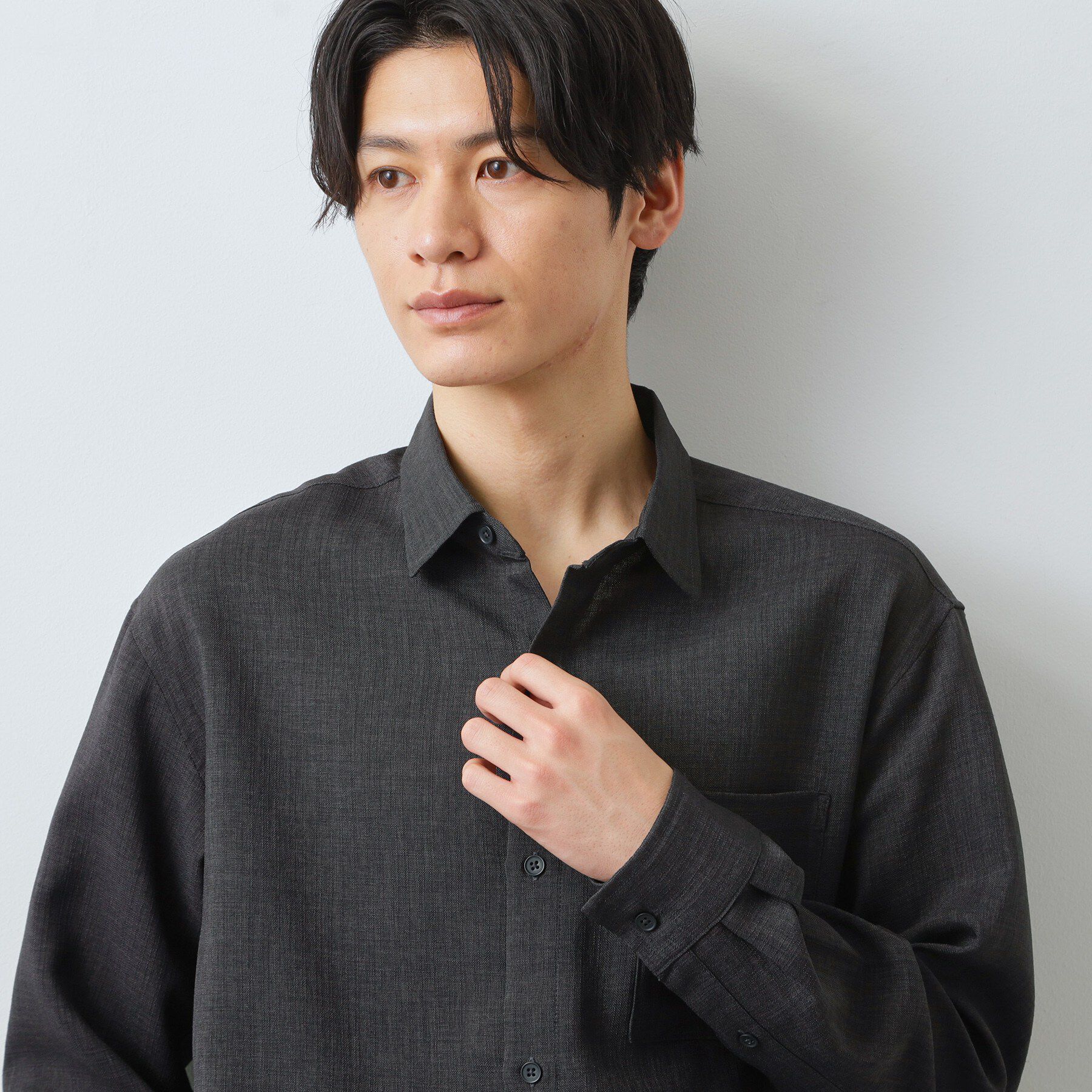 THE SHOP TK「【LINO FINE】リネンライク 長袖シャツ UVカット　イージーケア　吸水速乾　洗濯機OK」|シャツ・ブラウス|