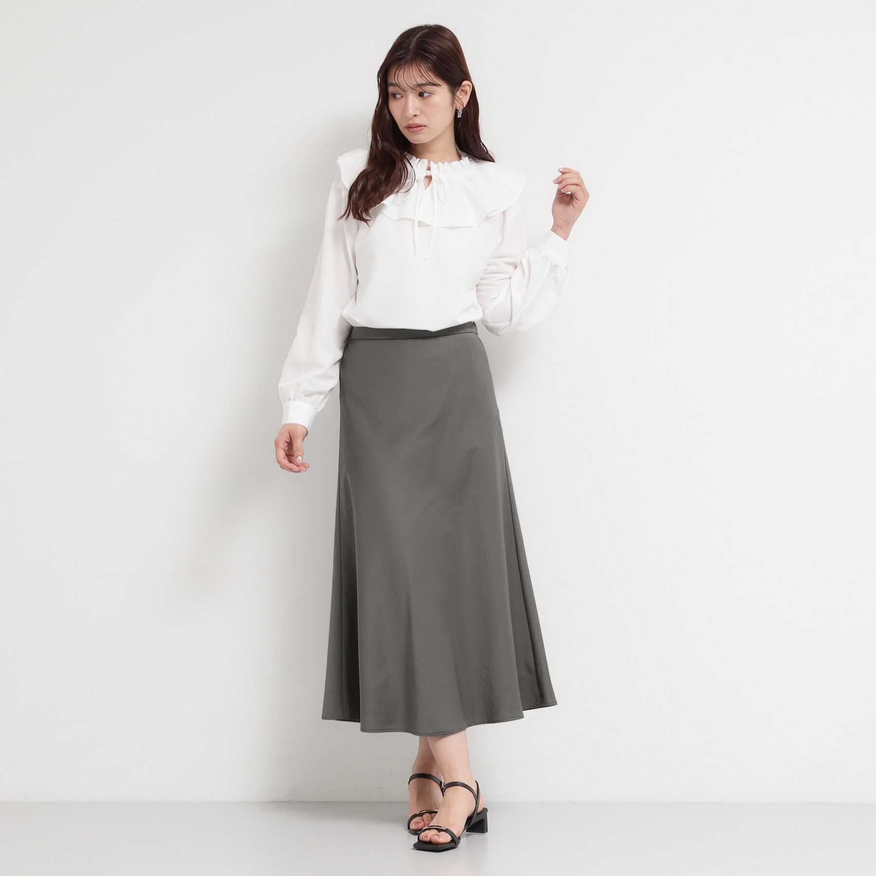 THE SHOP TK「サテンフレアスカート」|スカート|