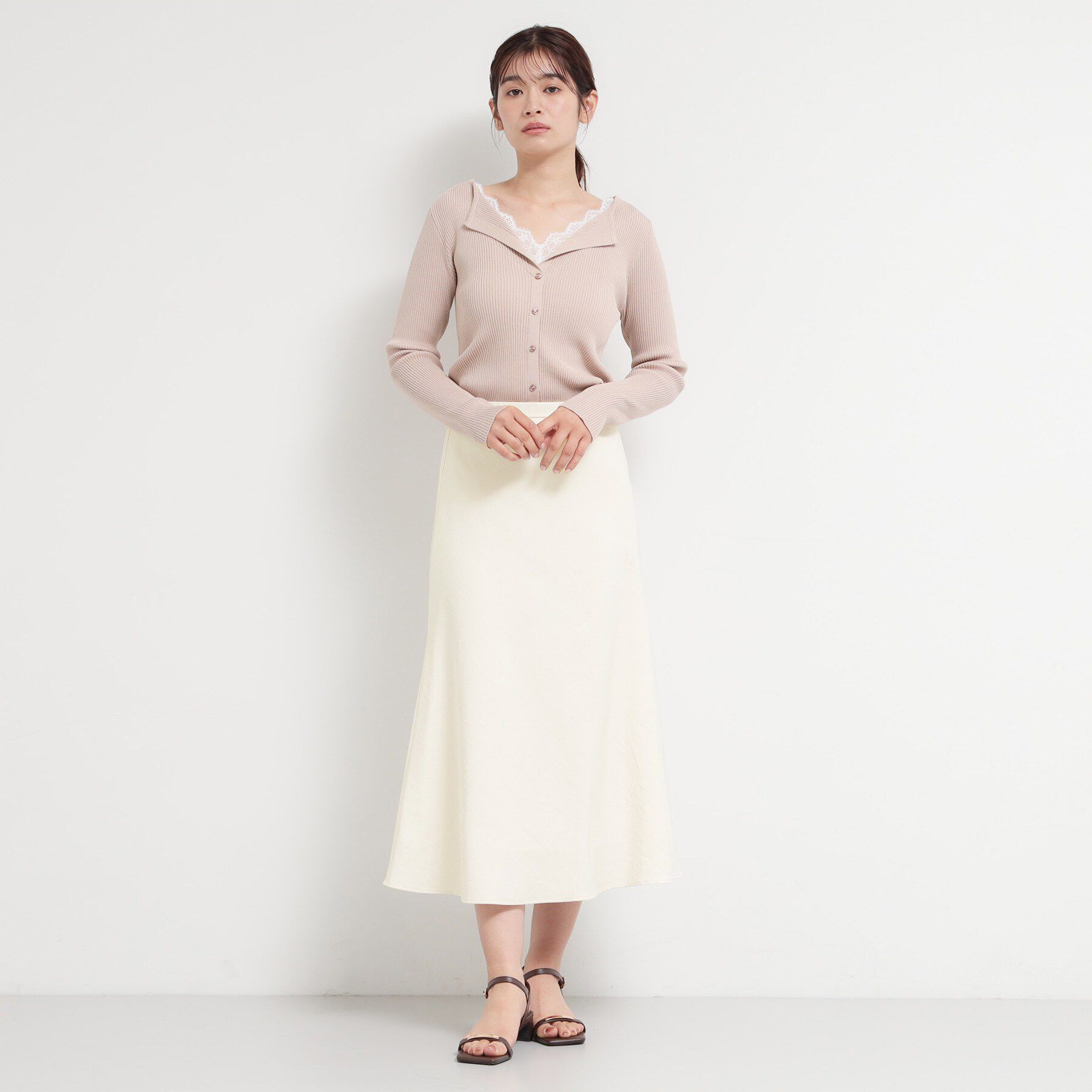 THE SHOP TK「サテンフレアスカート」|スカート|