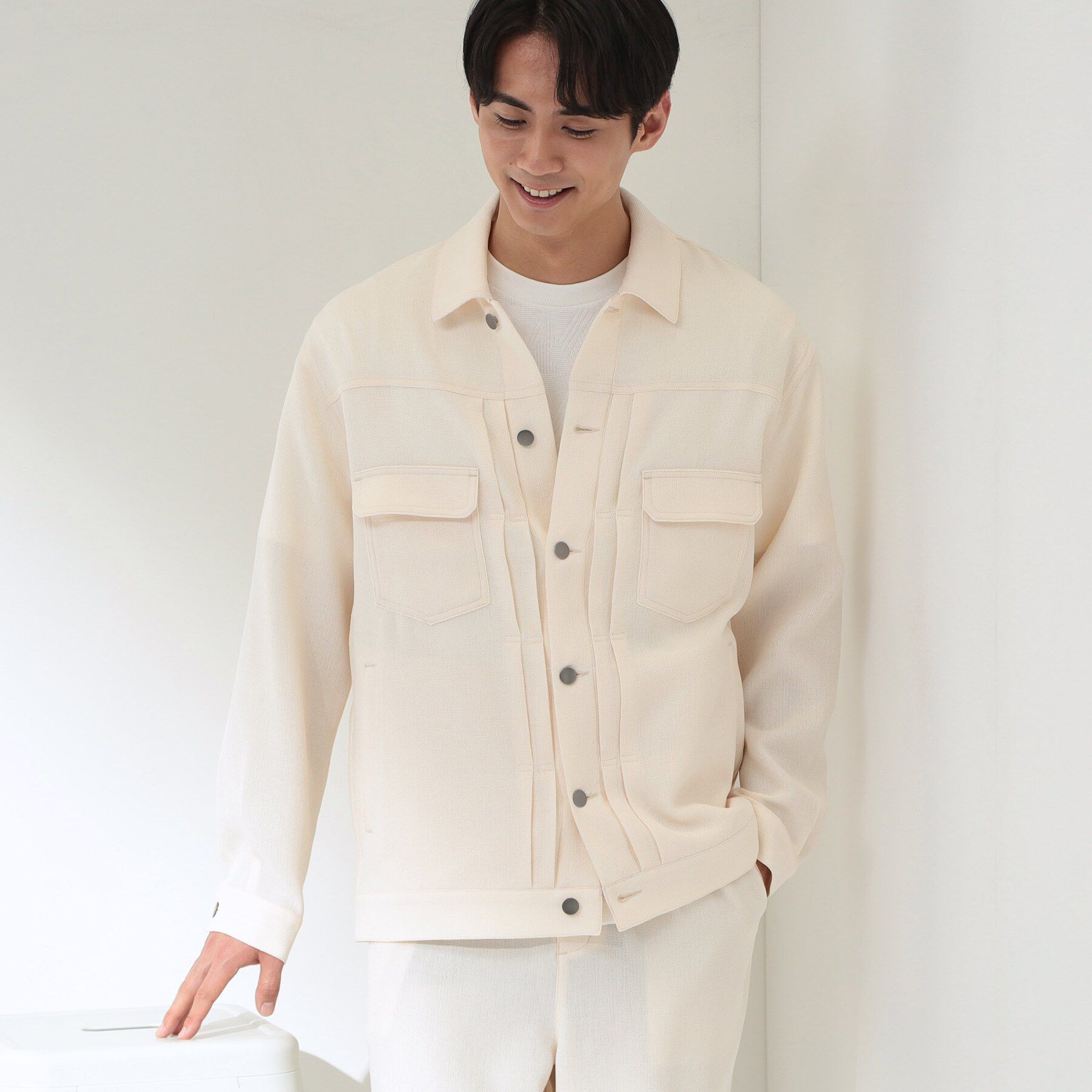 THE SHOP TK「パナマメッシュ シャツブルゾン 洗濯機OK／セットアップ可」|ブルゾン・スタジャン|