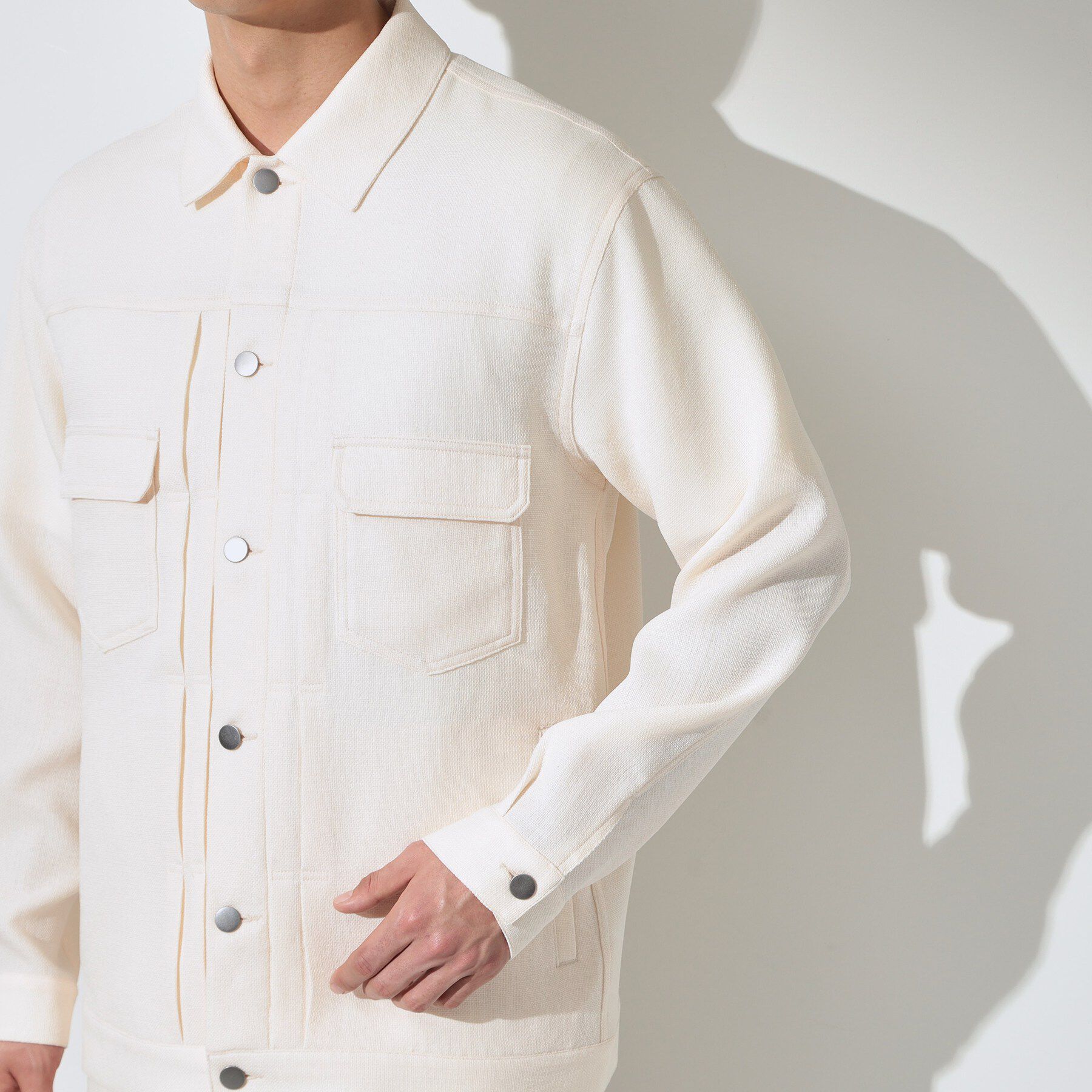 THE SHOP TK「パナマメッシュ シャツブルゾン 洗濯機OK／セットアップ可」|ブルゾン・スタジャン|