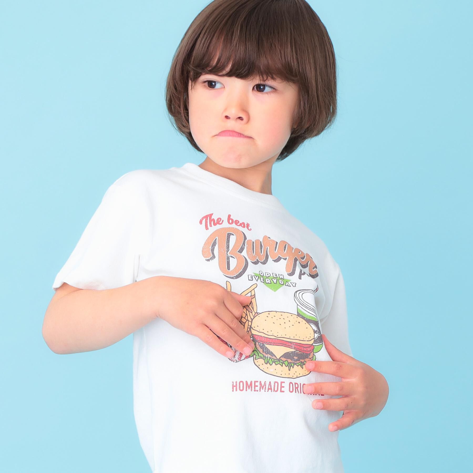 THE SHOP TK「天竺アソート アメカジプリント 半袖Tシャツ ロゴ・キャット・ハンバーガー」|Tシャツ・カットソー|オフホワイト(003