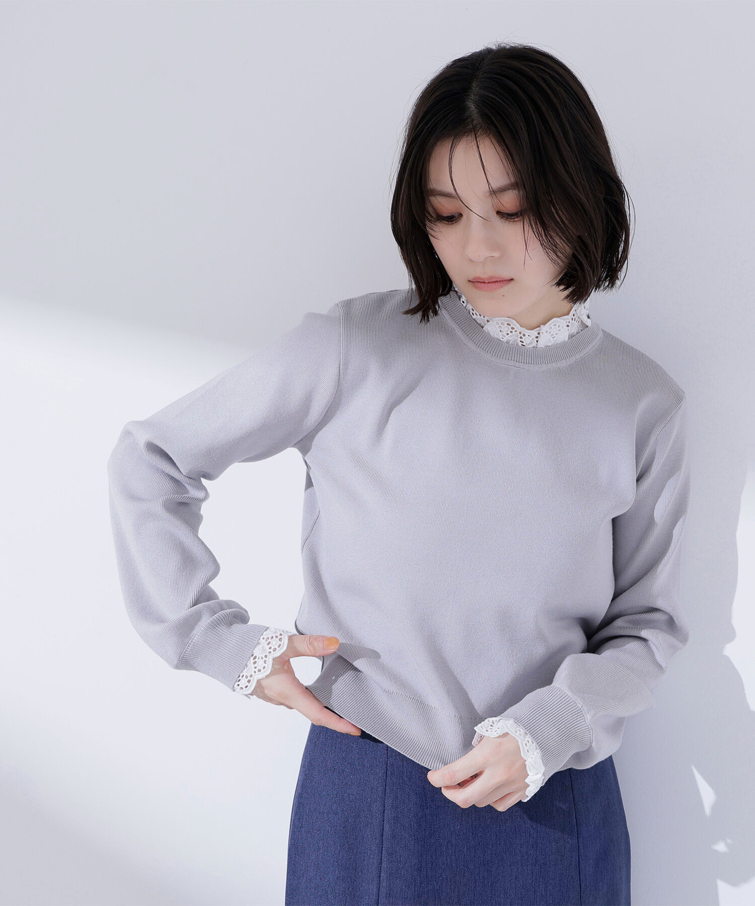  「レースフリルドッキングニット」|ニット・セーター|