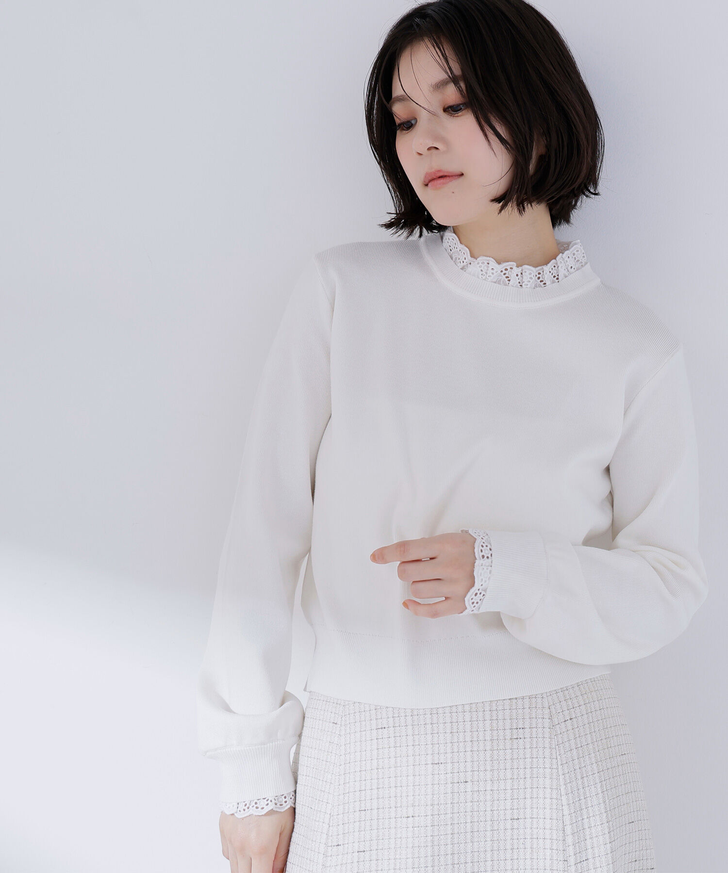  「レースフリルドッキングニット」|ニット・セーター|