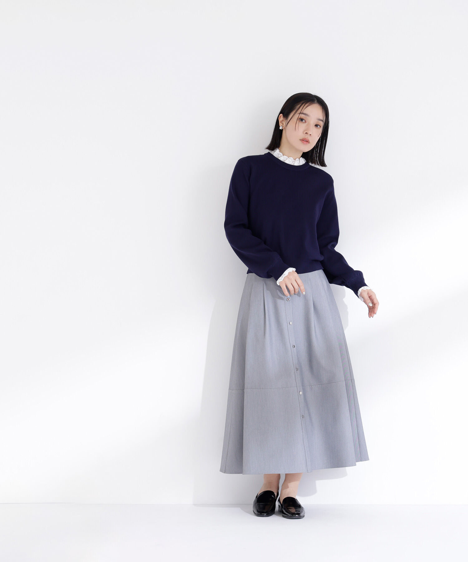  「レースフリルドッキングニット」|ニット・セーター|