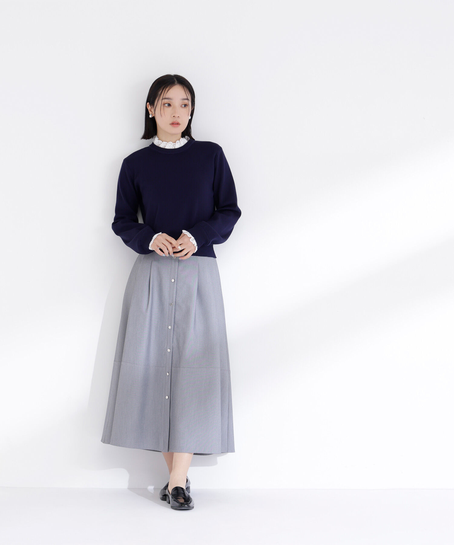  「レースフリルドッキングニット」|ニット・セーター|