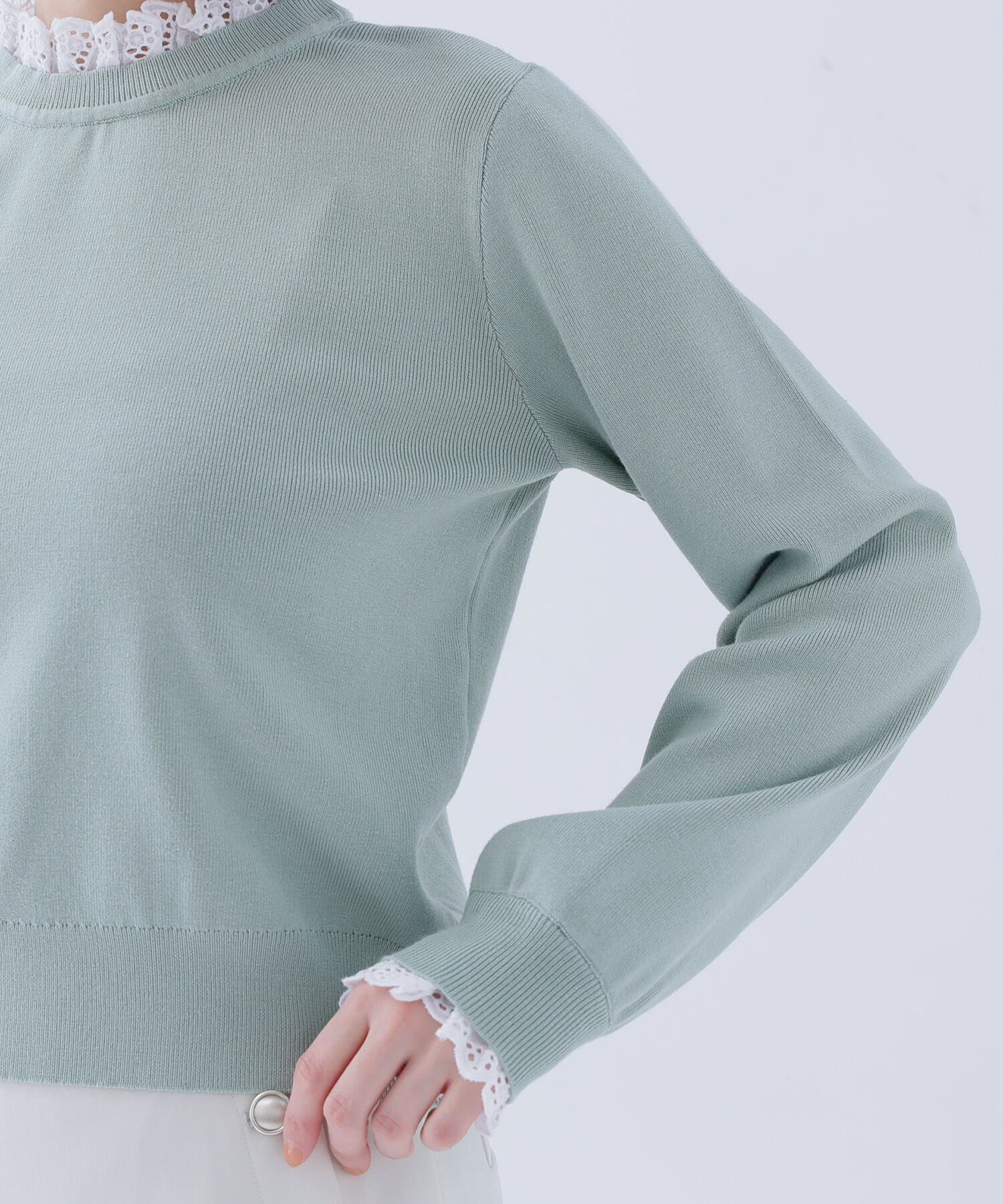  「レースフリルドッキングニット」|ニット・セーター|