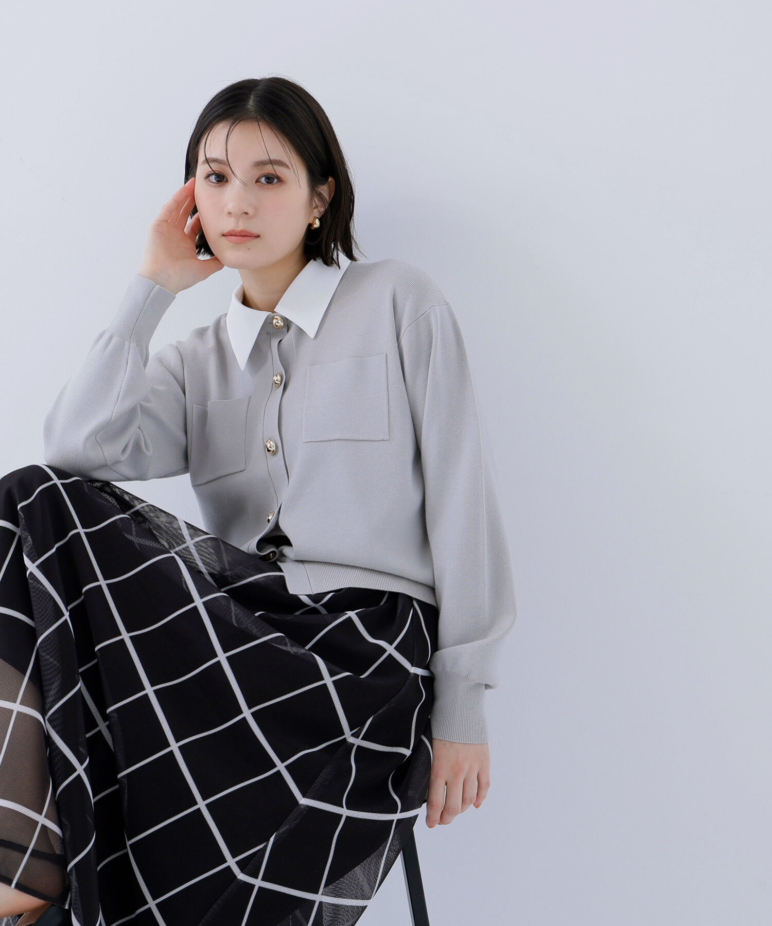  「<第3回 CLASSY.お仕事名品大賞2026 ﾁｰﾑCLASSY.賞受賞>2wayｶﾗｰﾆｯﾄｶｰﾃ 」|ニット・セーター|